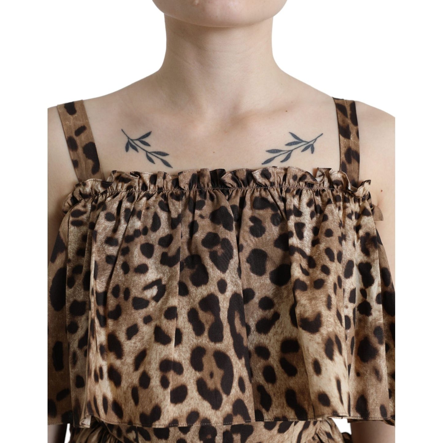 Dolce & Gabbana Leopard Print A-Line Cotton Dress Dolce & Gabbana Rosy Brown