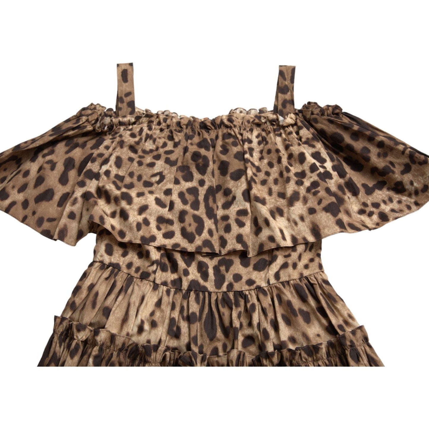 Dolce & Gabbana Leopard Print A-Line Cotton Dress Dolce & Gabbana Dim Gray