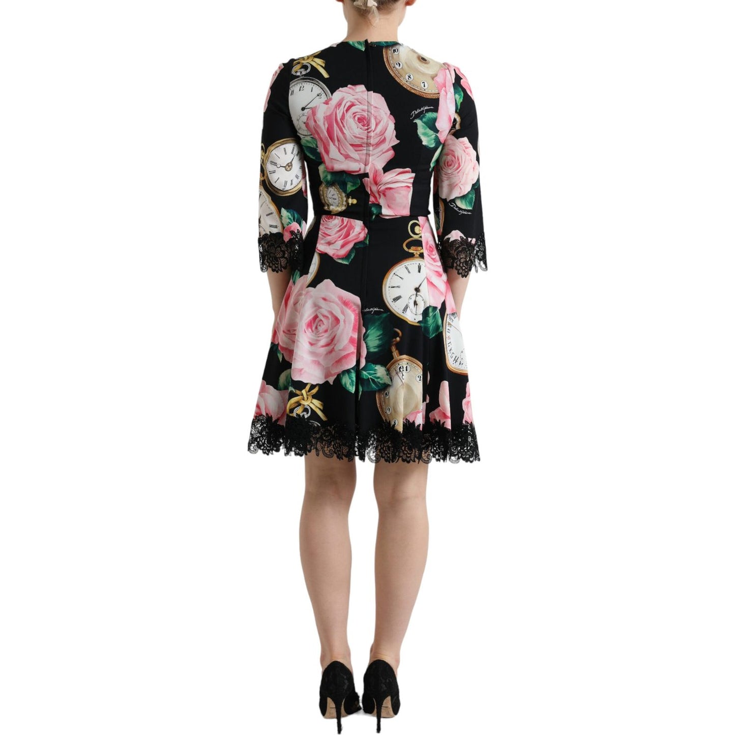 Dolce & Gabbana Enchanting Floral A-Line Dress with Sequined Detail Dolce & Gabbana Rosy Brown