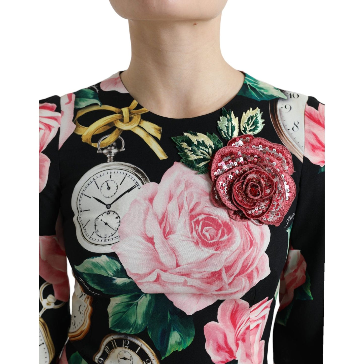 Dolce & Gabbana Enchanting Floral A-Line Dress with Sequined Detail Dolce & Gabbana Rosy Brown
