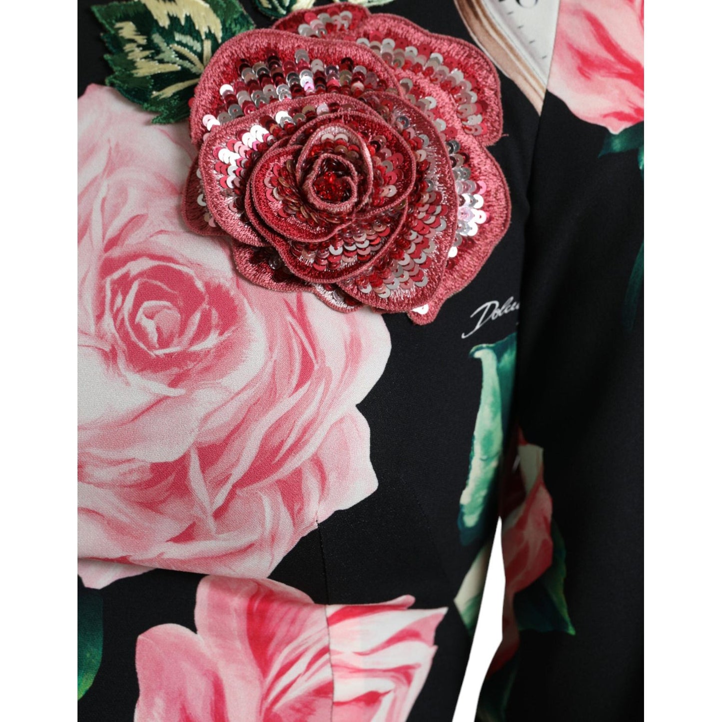 Dolce & Gabbana Enchanting Floral A-Line Dress with Sequined Detail Dolce & Gabbana Rosy Brown