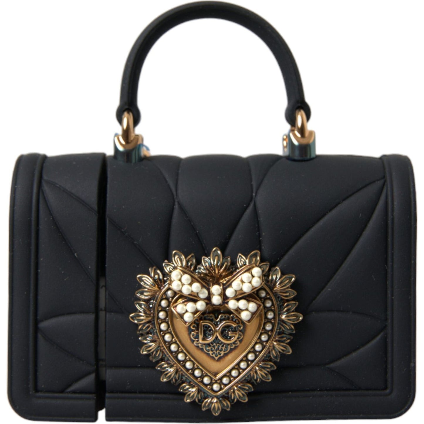 Dolce & Gabbana Exquisite Quilted AirPods Case with Chain Strap Dolce & Gabbana Dark Slate Gray