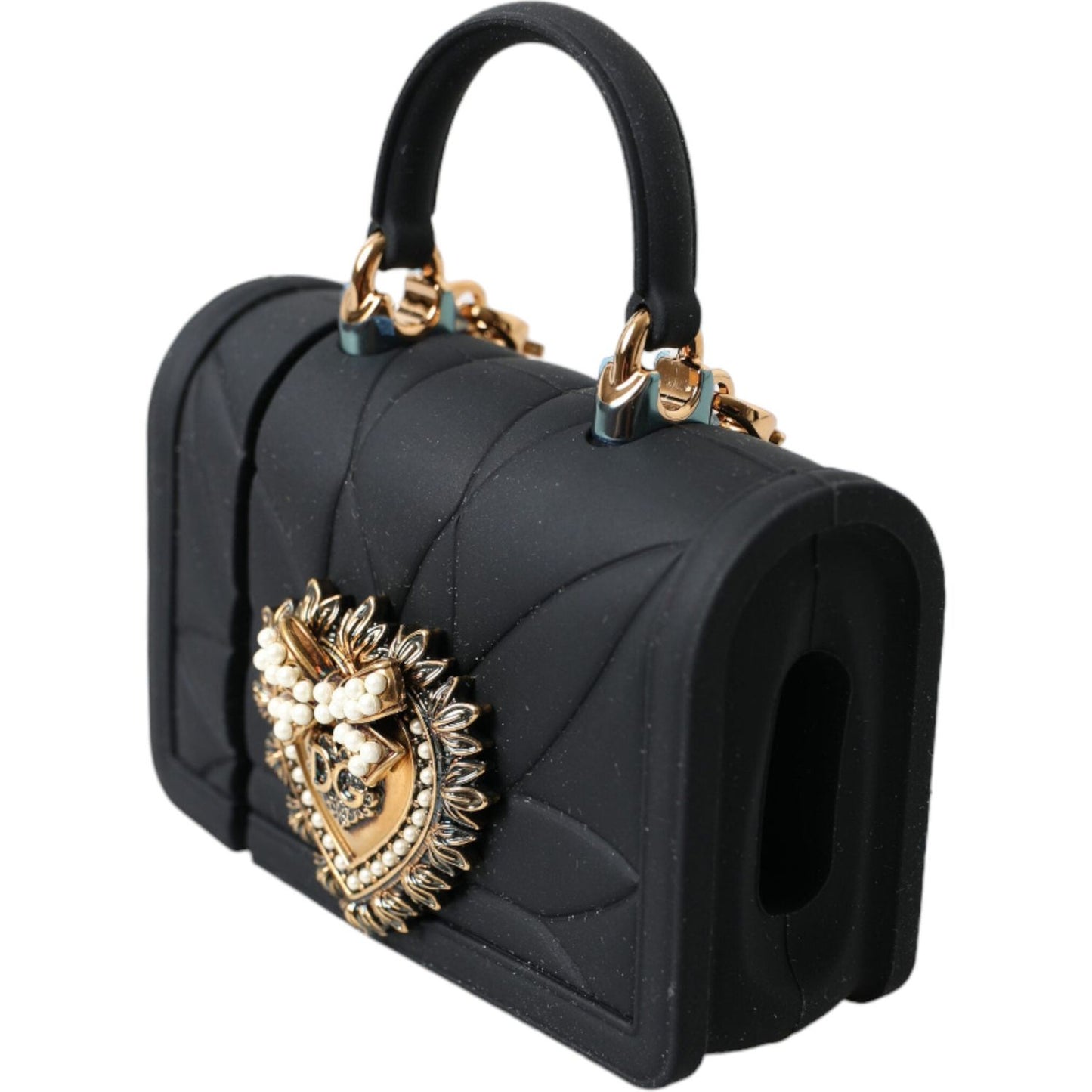 Dolce & Gabbana Exquisite Quilted AirPods Case with Chain Strap Dolce & Gabbana Dark Slate Gray