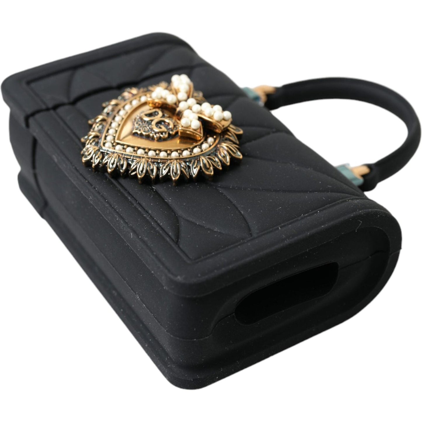 Dolce & Gabbana Exquisite Quilted AirPods Case with Chain Strap Dolce & Gabbana Dark Slate Gray