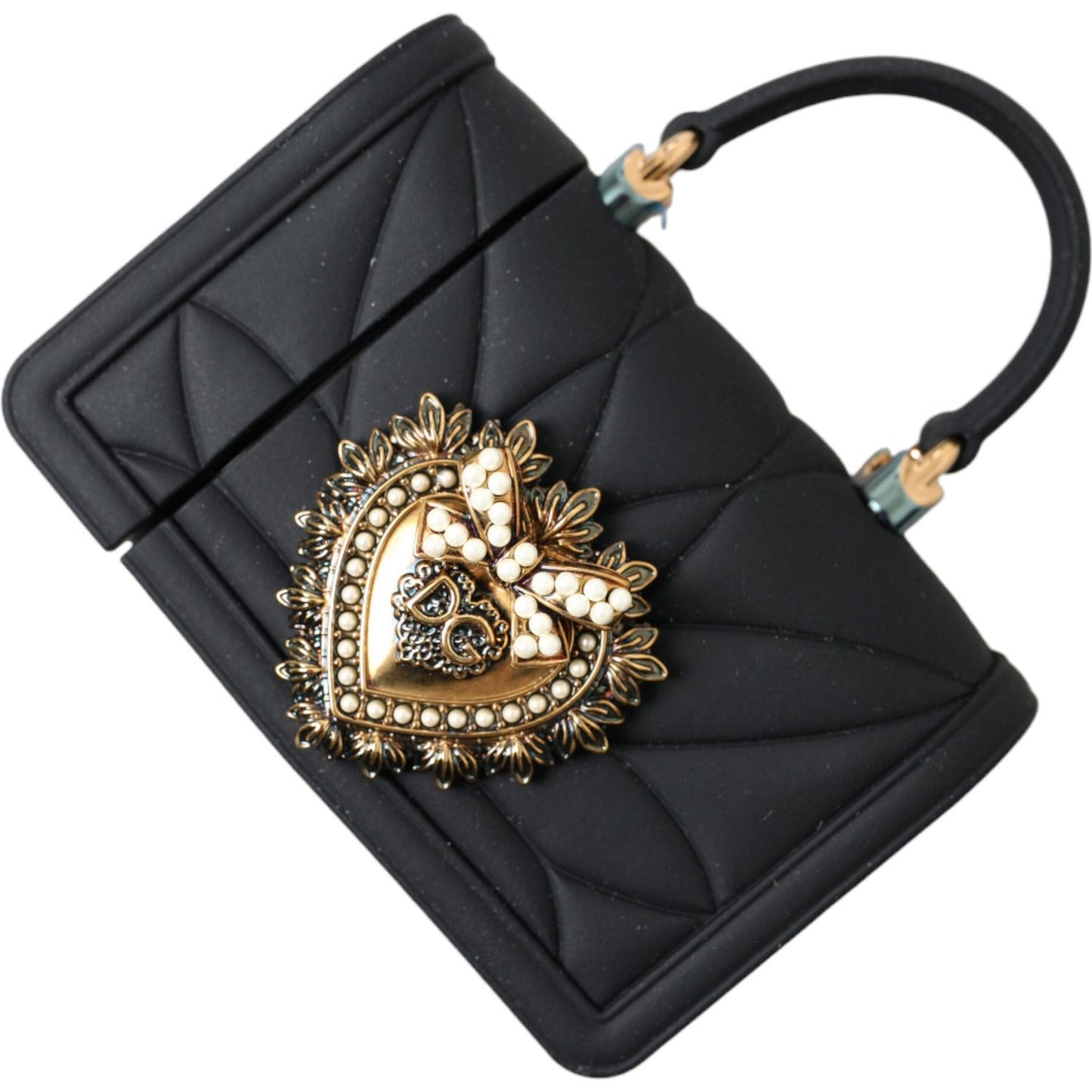 Dolce & Gabbana Exquisite Quilted AirPods Case with Chain Strap Dolce & Gabbana Dark Slate Gray