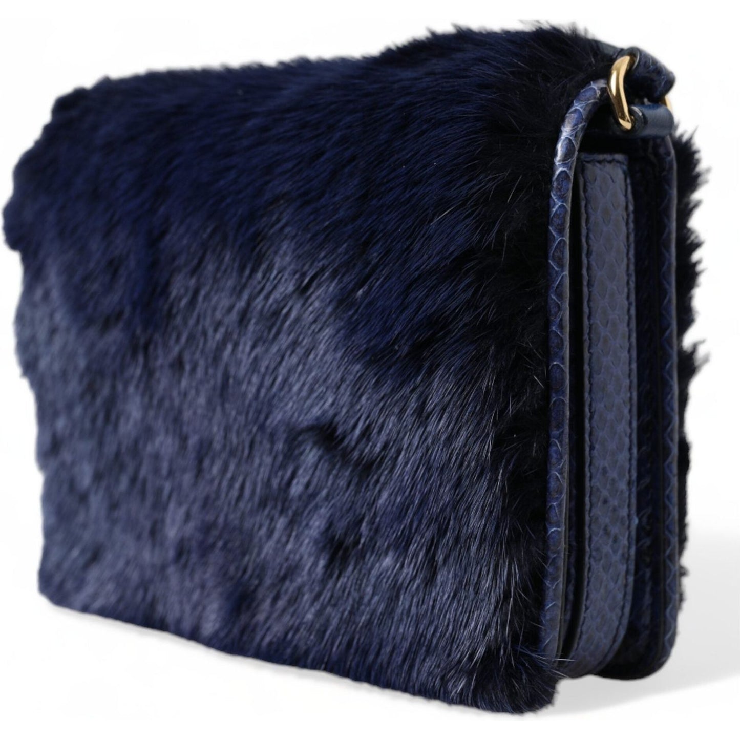 Dolce & Gabbana Exquisite Blue Mink Fur Shoulder Bag Dolce & Gabbana Dark Slate Gray
