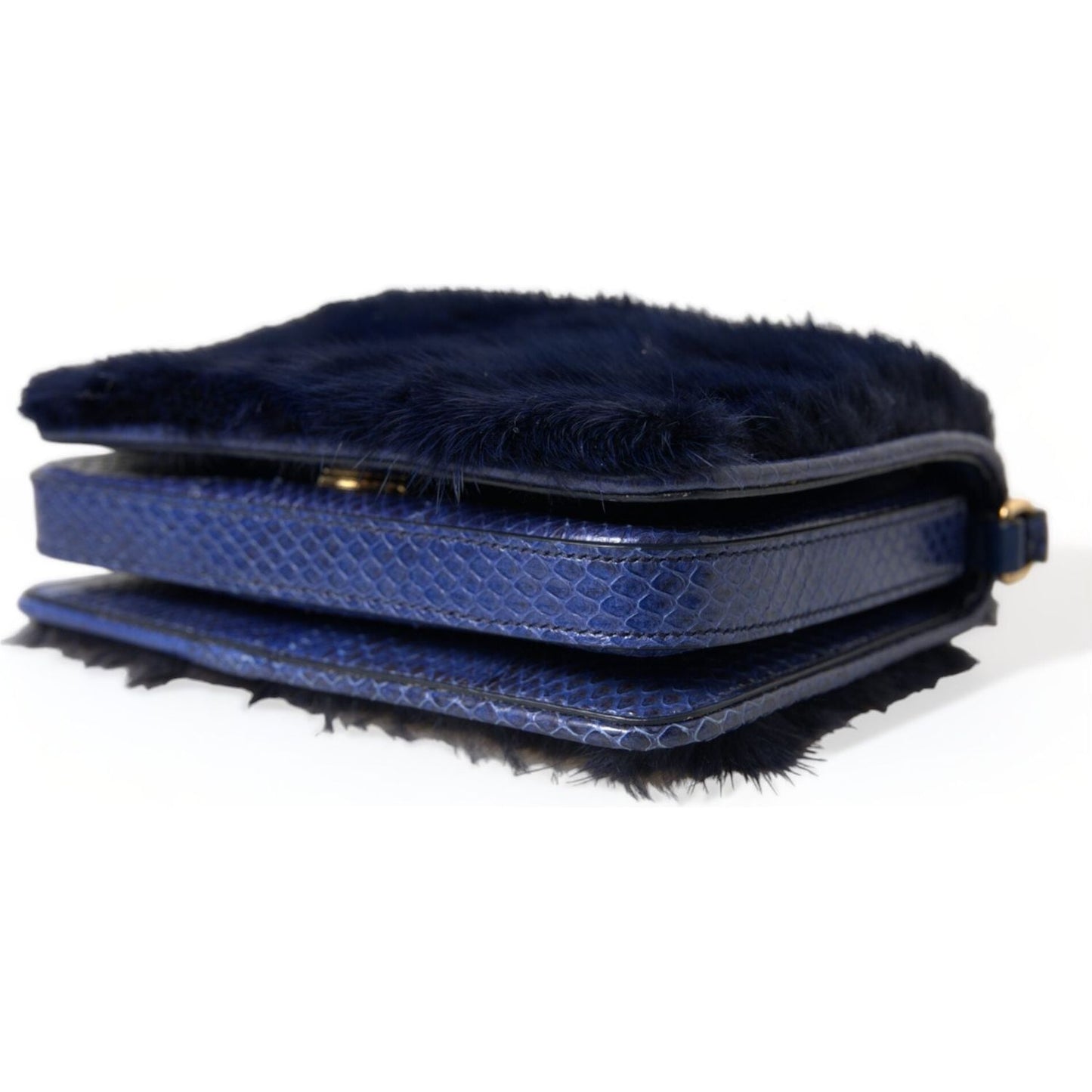 Dolce & Gabbana Exquisite Blue Mink Fur Shoulder Bag Dolce & Gabbana Dark Slate Gray
