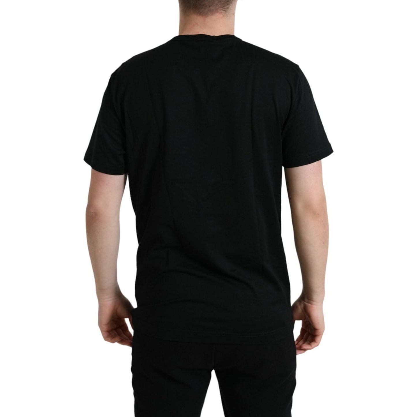 Dolce & Gabbana Sleek Cotton Round Neck T-Shirt with Chain Detail Dolce & Gabbana Black