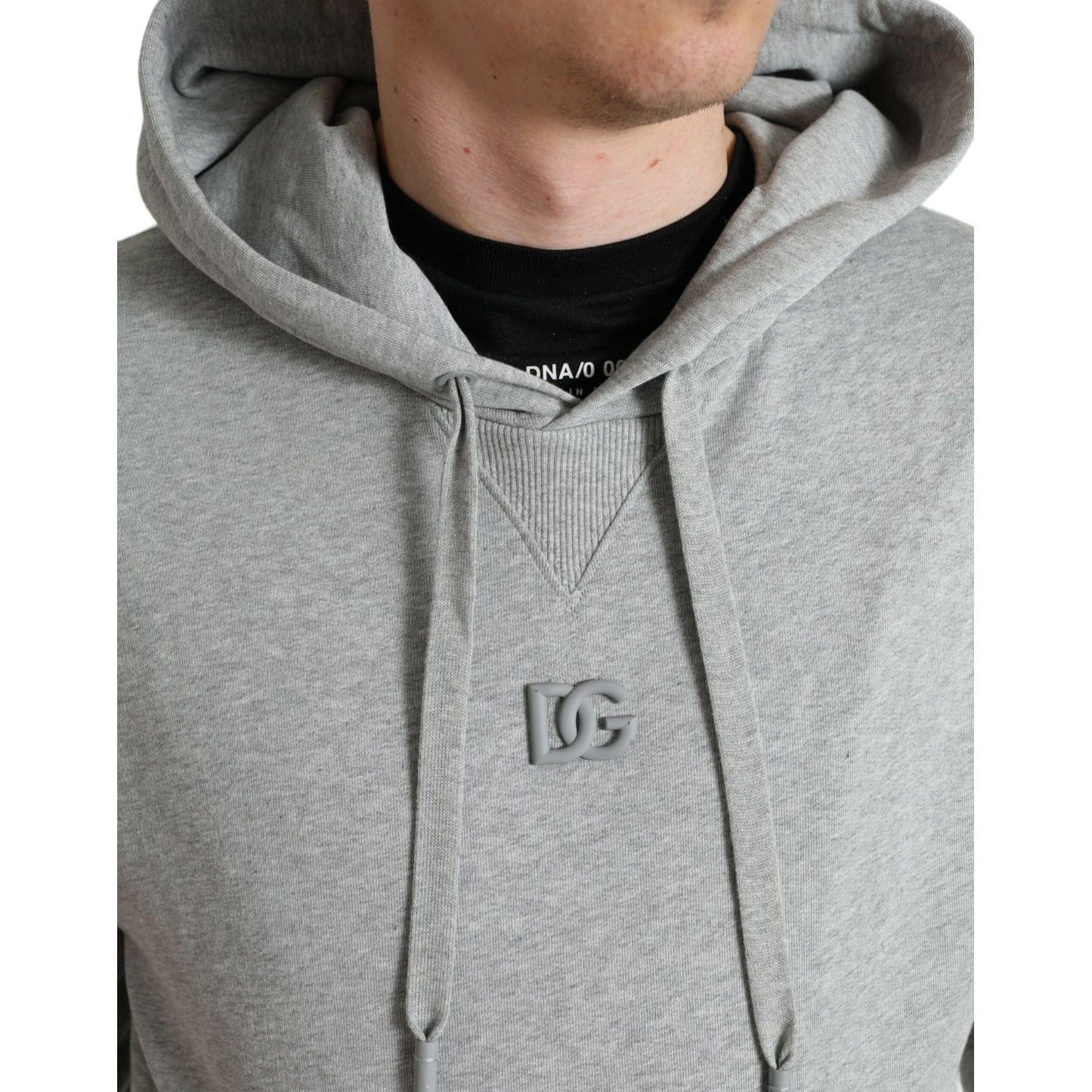 Dolce & Gabbana Chic Gray Logo Hooded Cotton Sweater Dolce & Gabbana Dark Gray