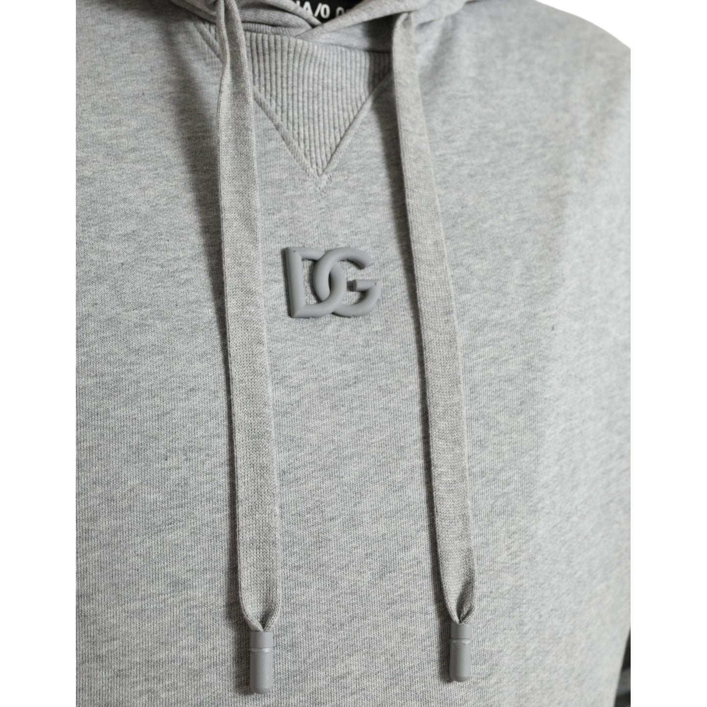 Dolce & Gabbana Chic Gray Logo Hooded Cotton Sweater Dolce & Gabbana Gray