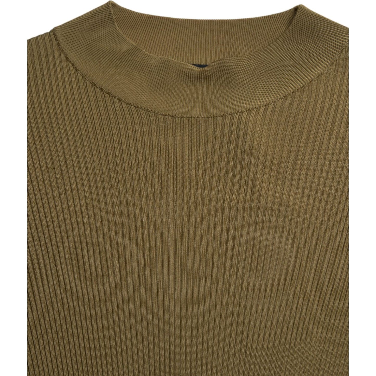 Dolce & Gabbana Army Green Viscose Crew Neck Sweater Dolce & Gabbana Dark Olive Green