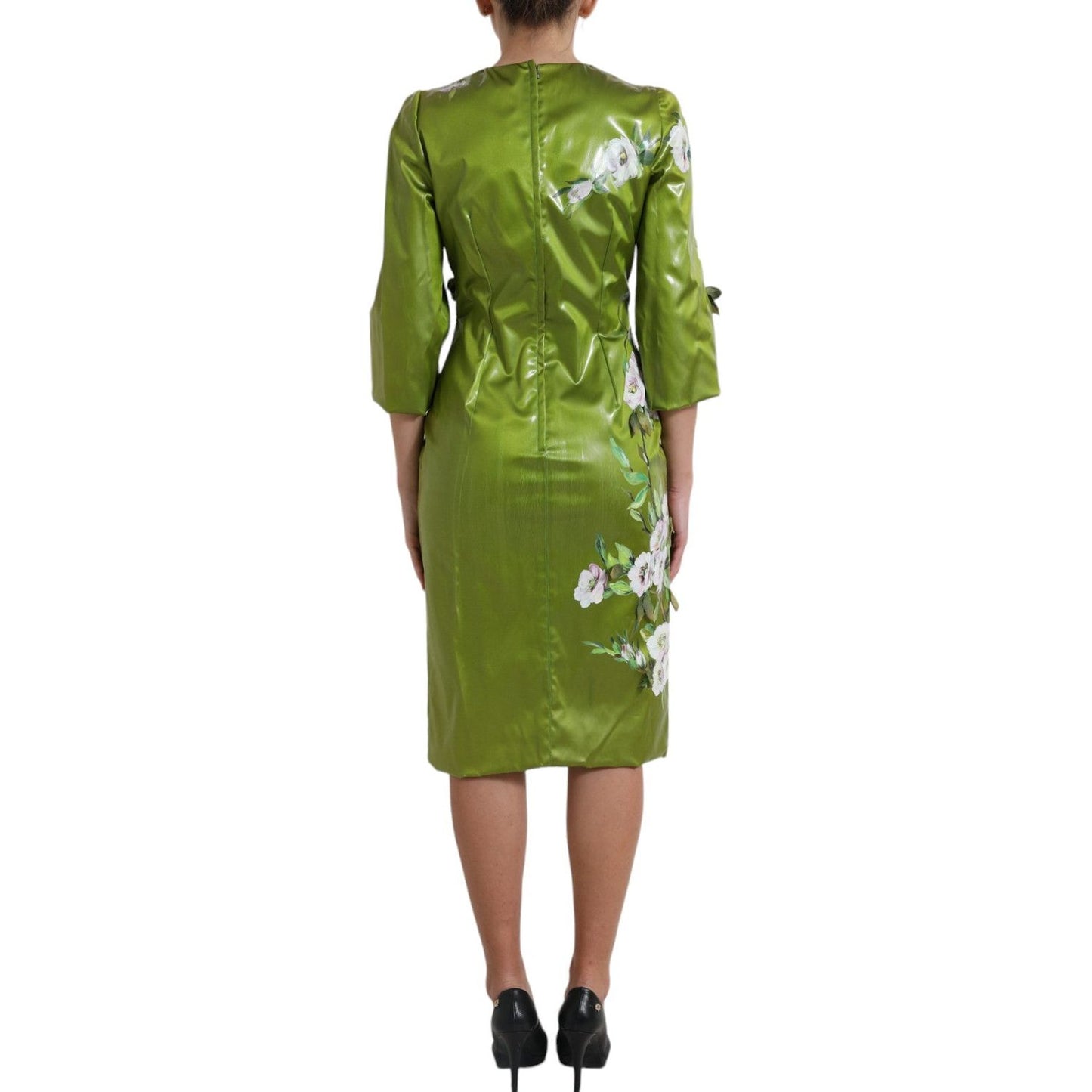 Dolce & Gabbana Floral Elegance Midi Sheath Dress Dolce & Gabbana Dark Olive Green