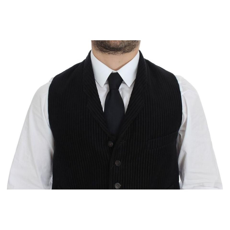 Dolce & Gabbana Elegant Black Manchester Dress Vest Dolce & Gabbana Black