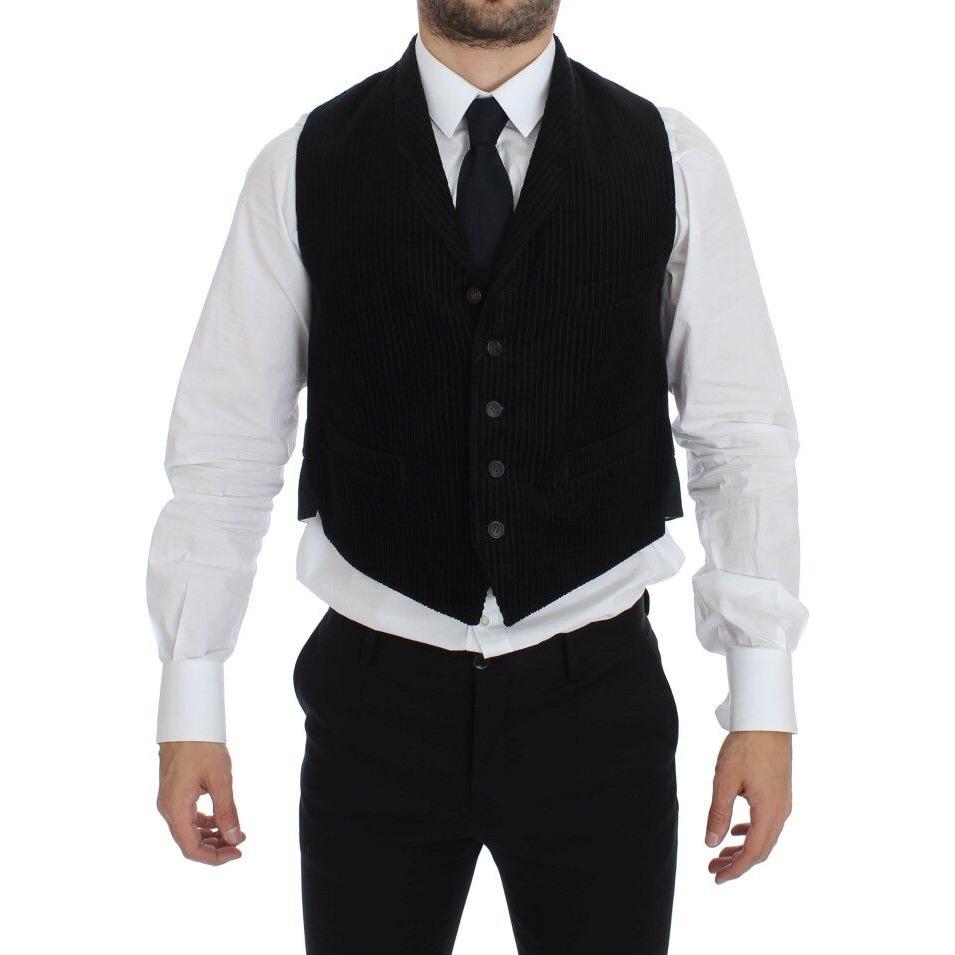 Dolce & Gabbana Elegant Black Manchester Dress Vest Dolce & Gabbana Light Gray