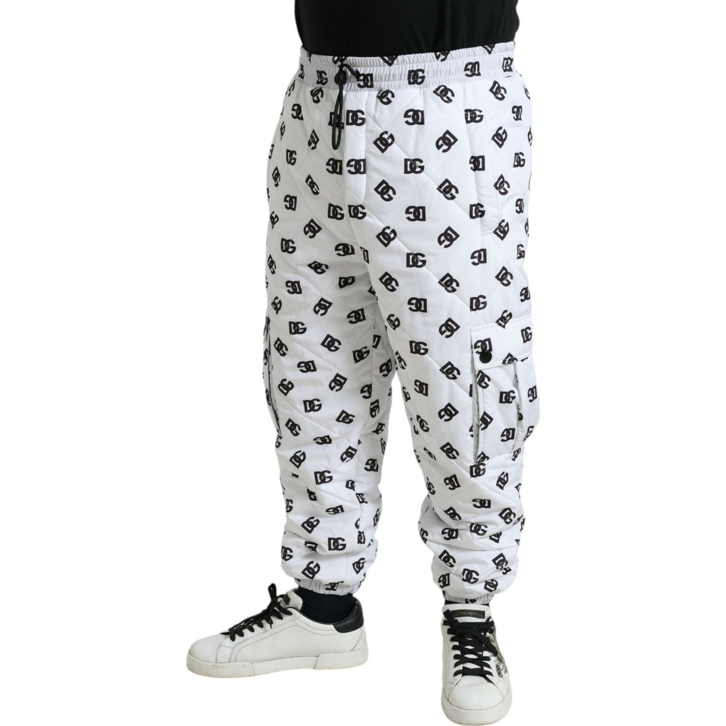 Dolce & Gabbana Chic White Jogger Pants with Iconic DG Print Dolce & Gabbana Light Gray
