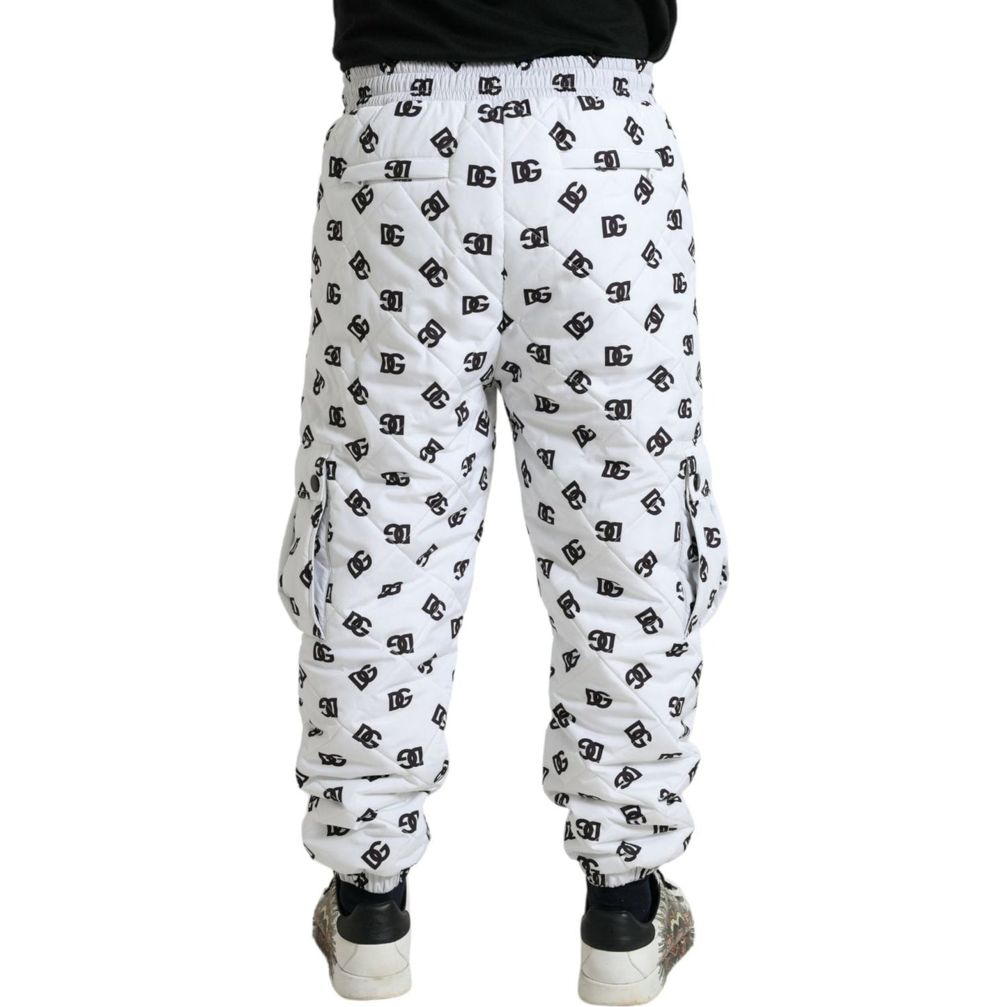 Dolce & Gabbana Chic White Jogger Pants with Iconic DG Print Dolce & Gabbana Light Gray