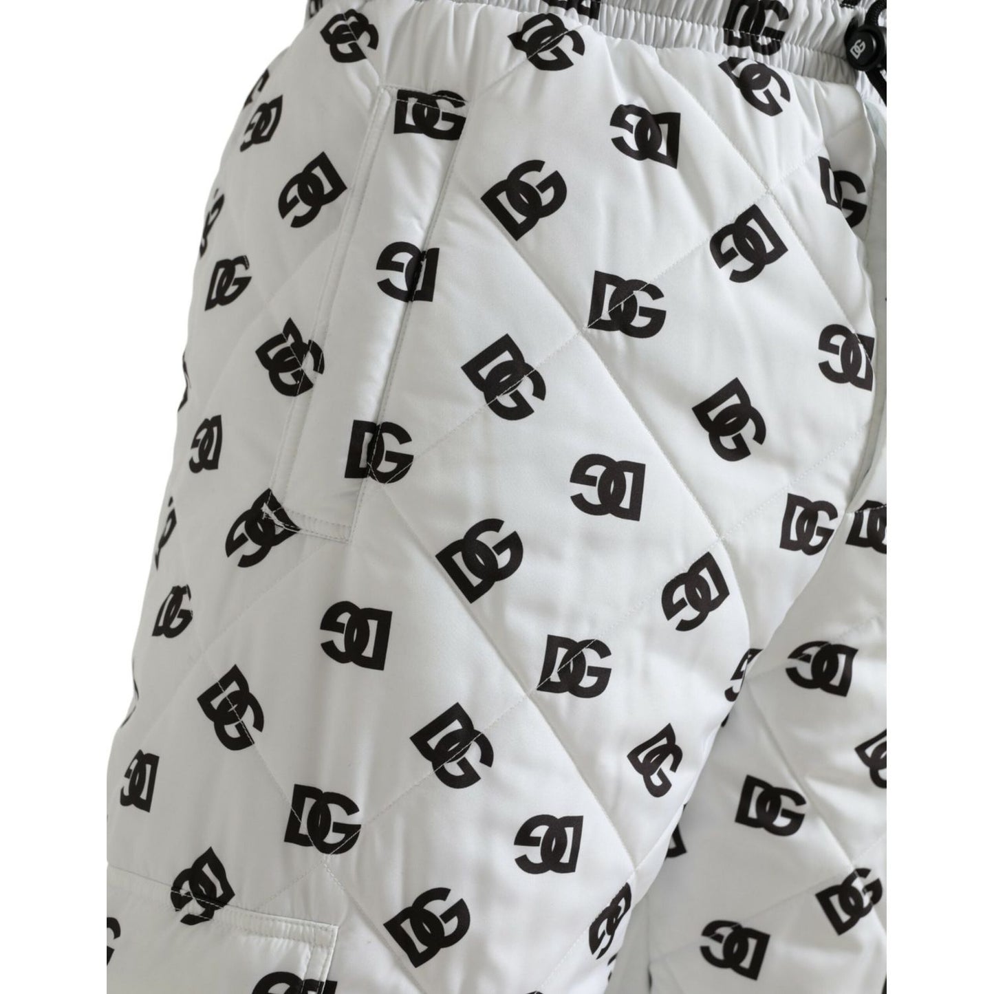 Dolce & Gabbana Chic White Jogger Pants with Iconic DG Print Dolce & Gabbana Gray