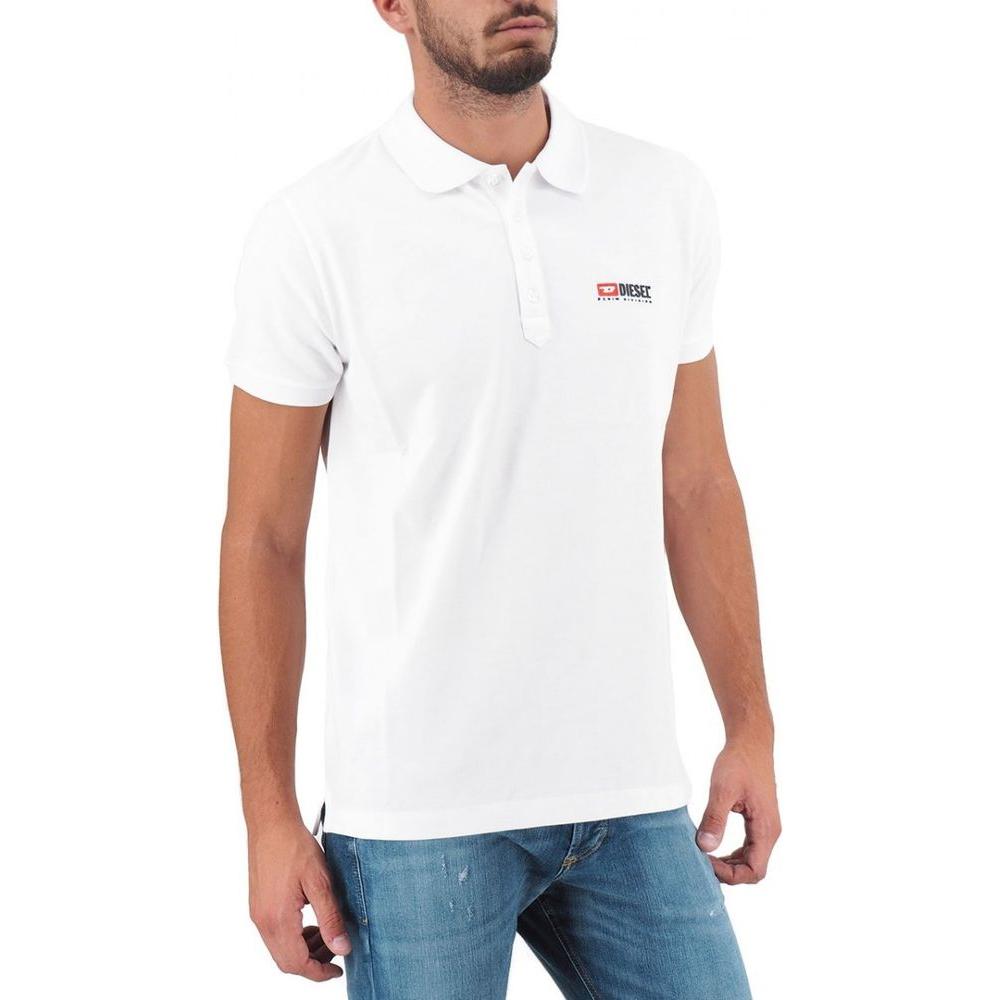 Diesel Elegant White Cotton Polo Shirt with Contrasting Logo Diesel Dim Gray