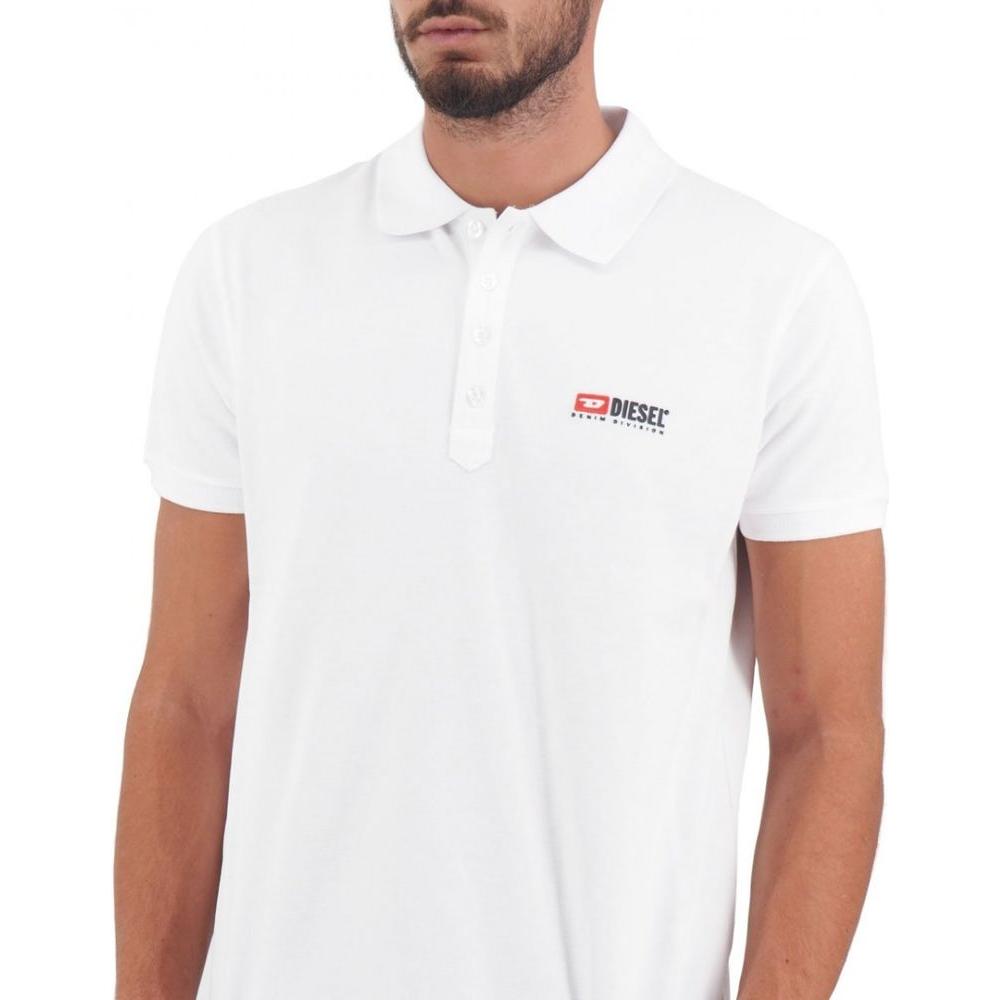 Diesel Elegant White Cotton Polo Shirt with Contrasting Logo Diesel White Smoke