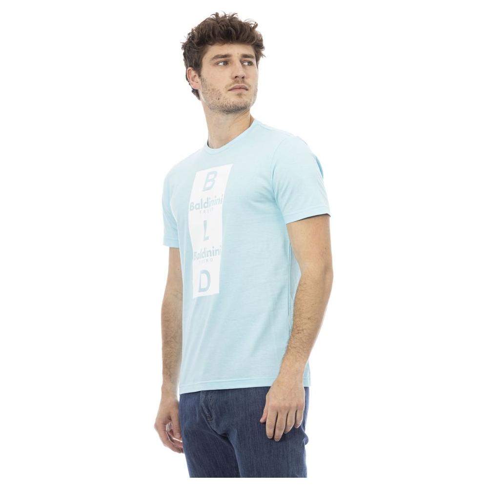Baldinini Trend Light Blue Cotton Men T-Shirt Baldinini Trend Light Gray