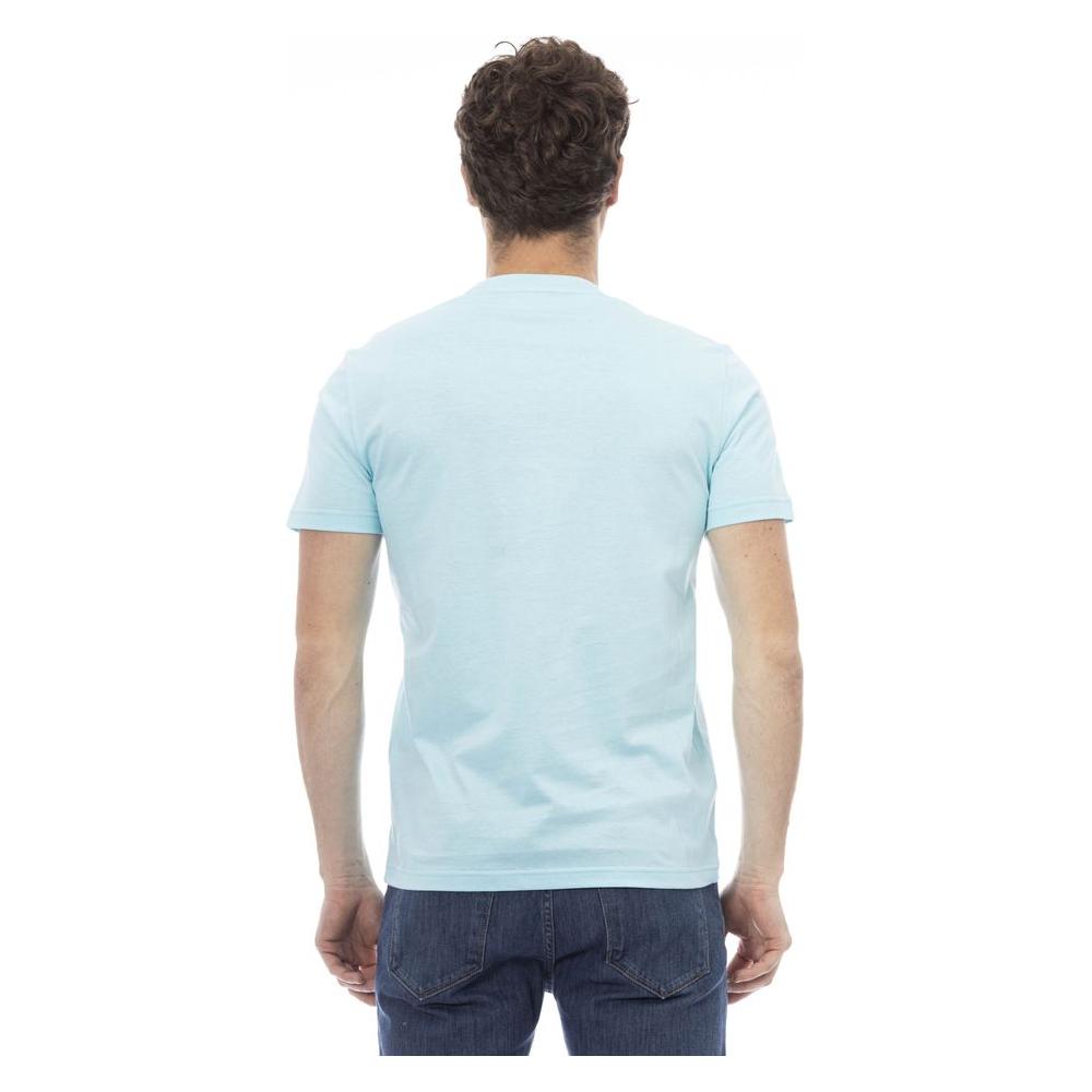 Baldinini Trend Light Blue Cotton Men T-Shirt Baldinini Trend Light Gray