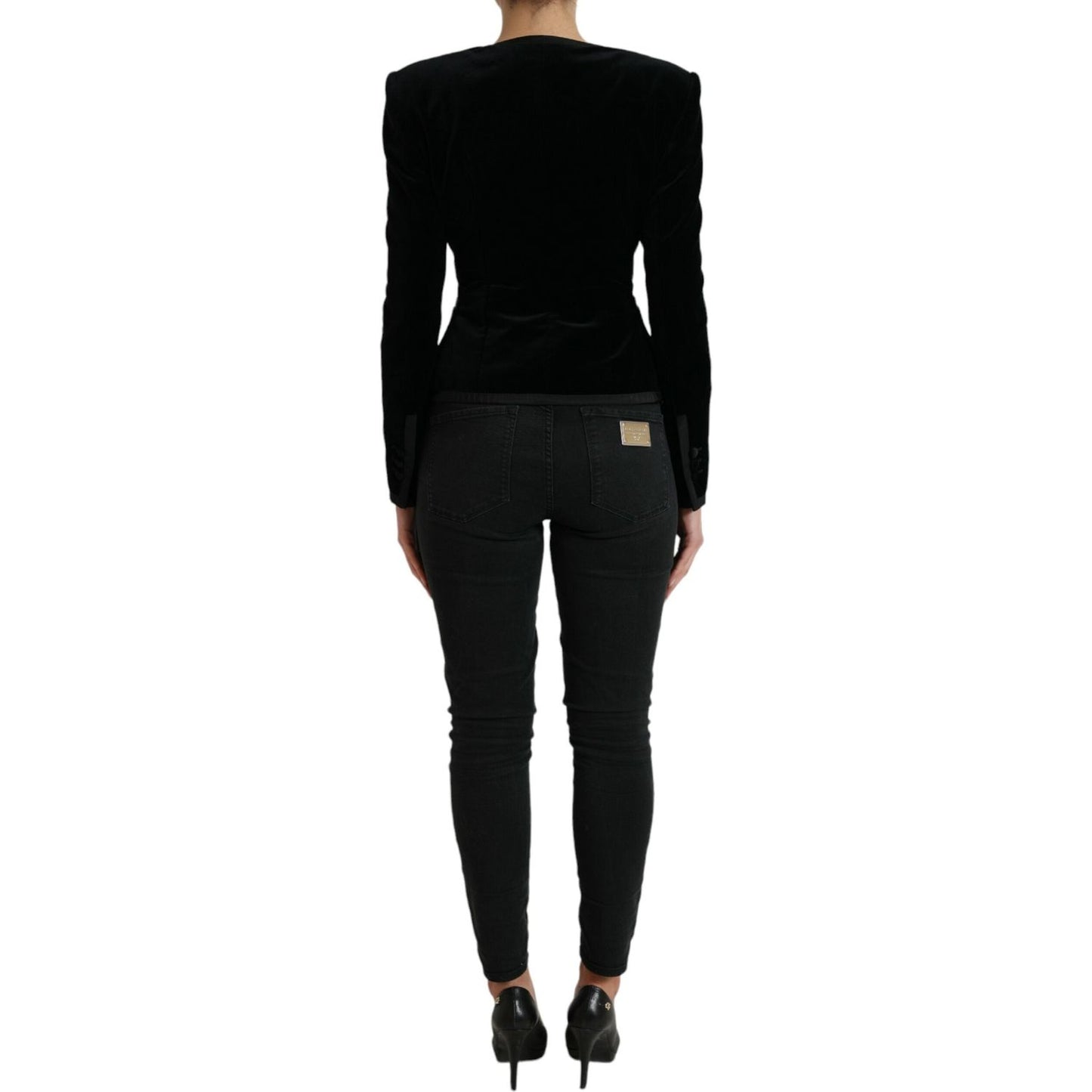 Dolce & Gabbana Elegant Double Breasted Cotton-Silk Blazer Dolce & Gabbana Black