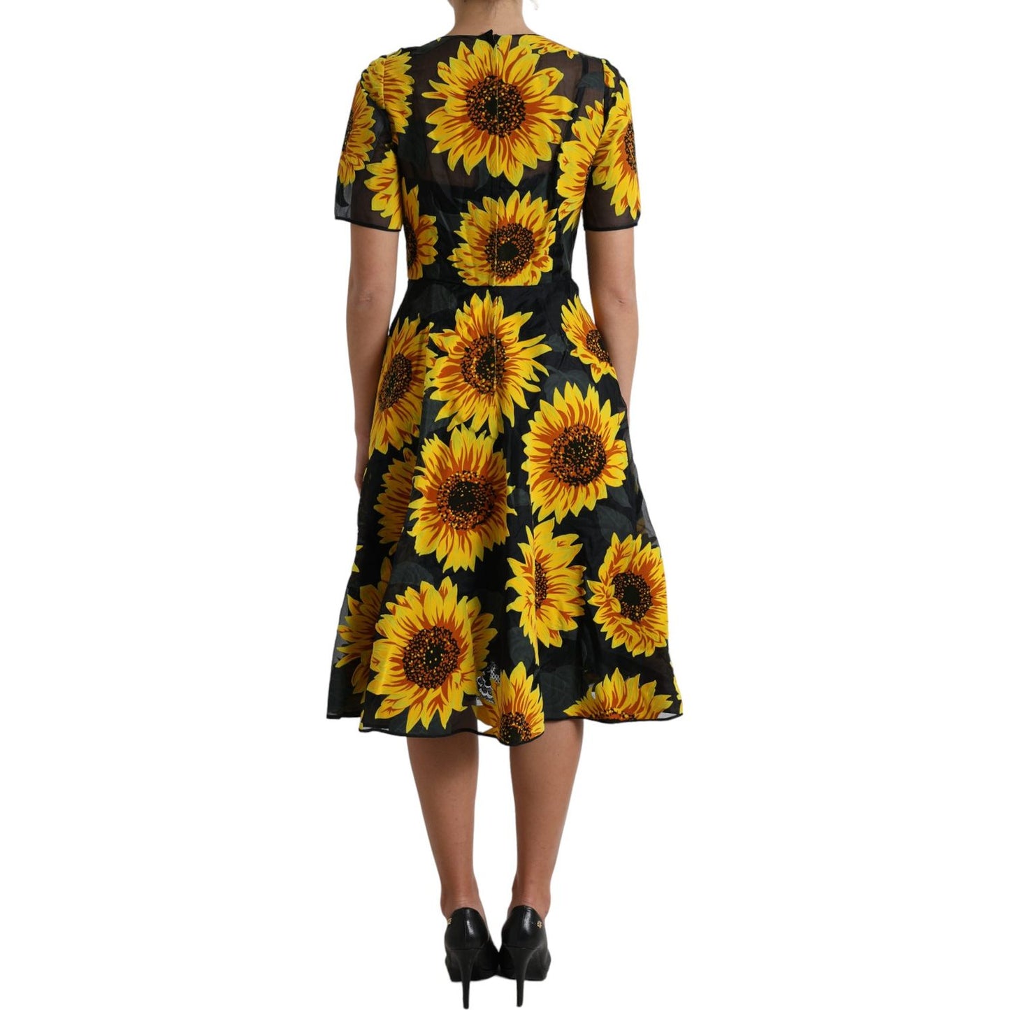 Dolce & Gabbana Summery Sunflower A-Line Midi Dress Dolce & Gabbana Dark Slate Gray