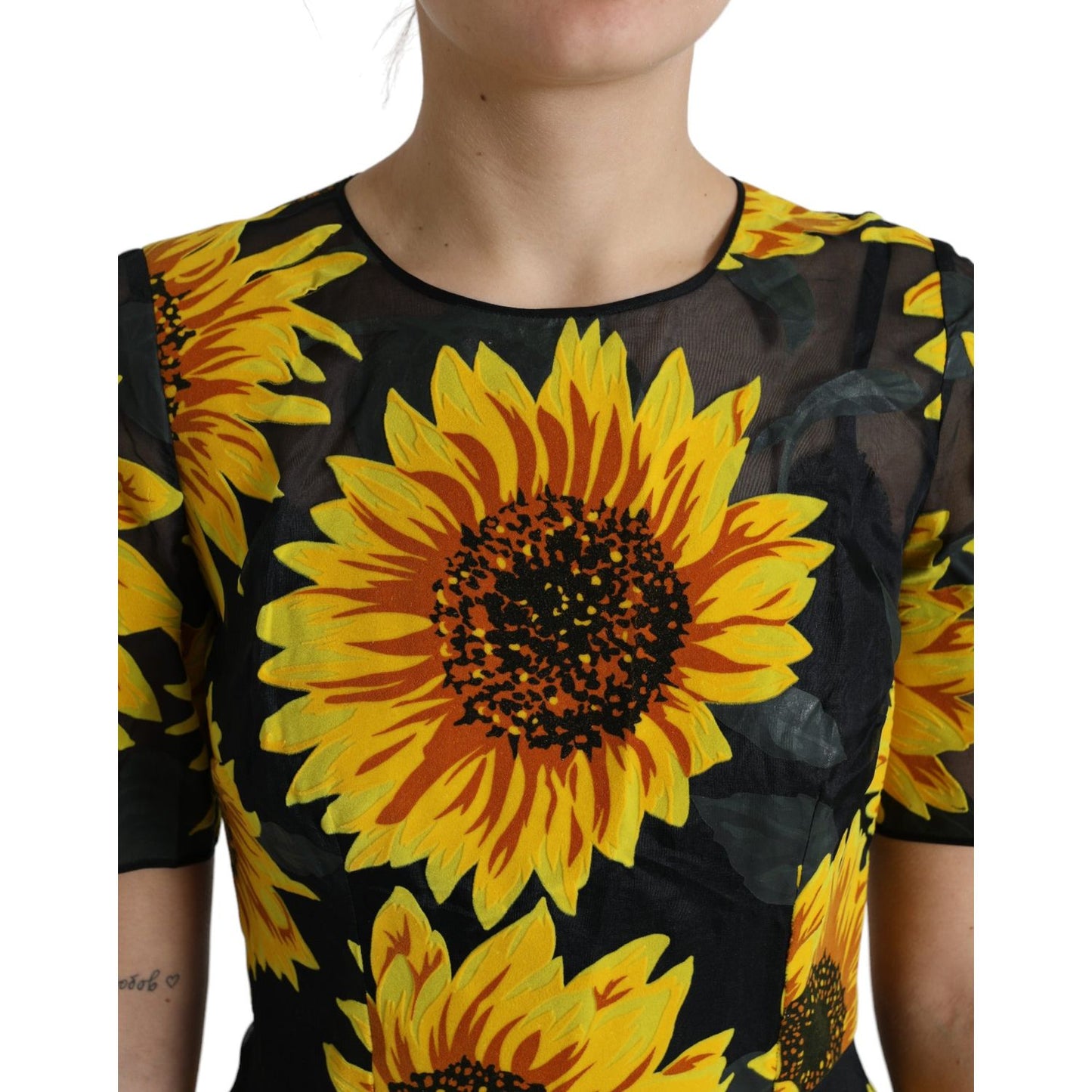 Dolce & Gabbana Summery Sunflower A-Line Midi Dress Dolce & Gabbana Dark Goldenrod