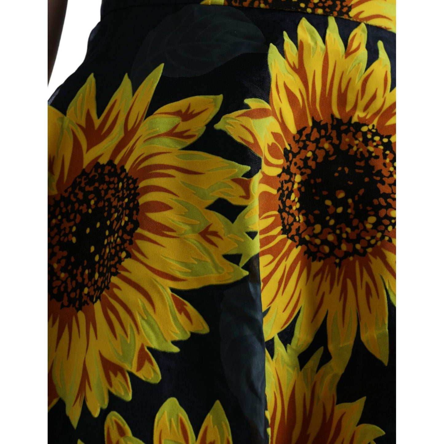 Dolce & Gabbana Summery Sunflower A-Line Midi Dress Dolce & Gabbana Black