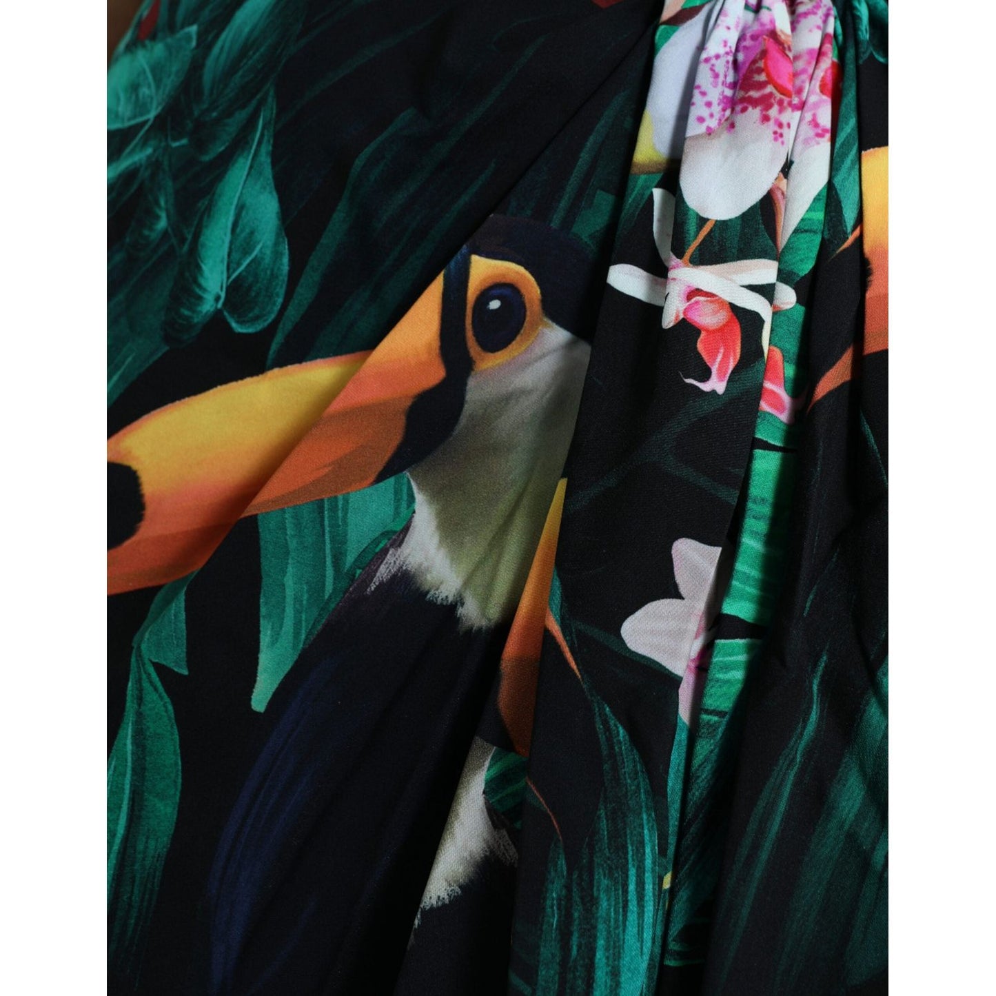 Dolce & Gabbana Tropical Jungle Print One-Shoulder Dress Dolce & Gabbana Black