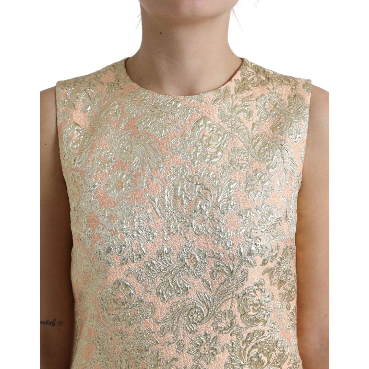 Dolce & Gabbana Elegant Mini Lurex Jacquard Dress Dolce & Gabbana Rosy Brown