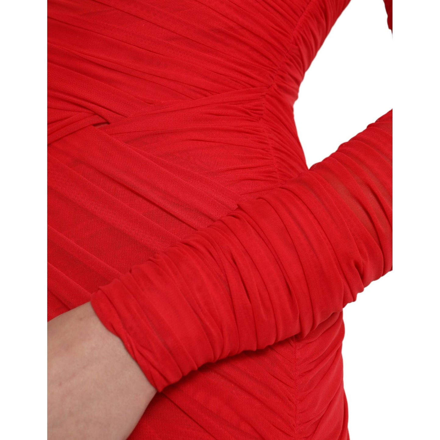 Dolce & Gabbana Radiant Red Stretch Satin Midi Dress Dolce & Gabbana Firebrick