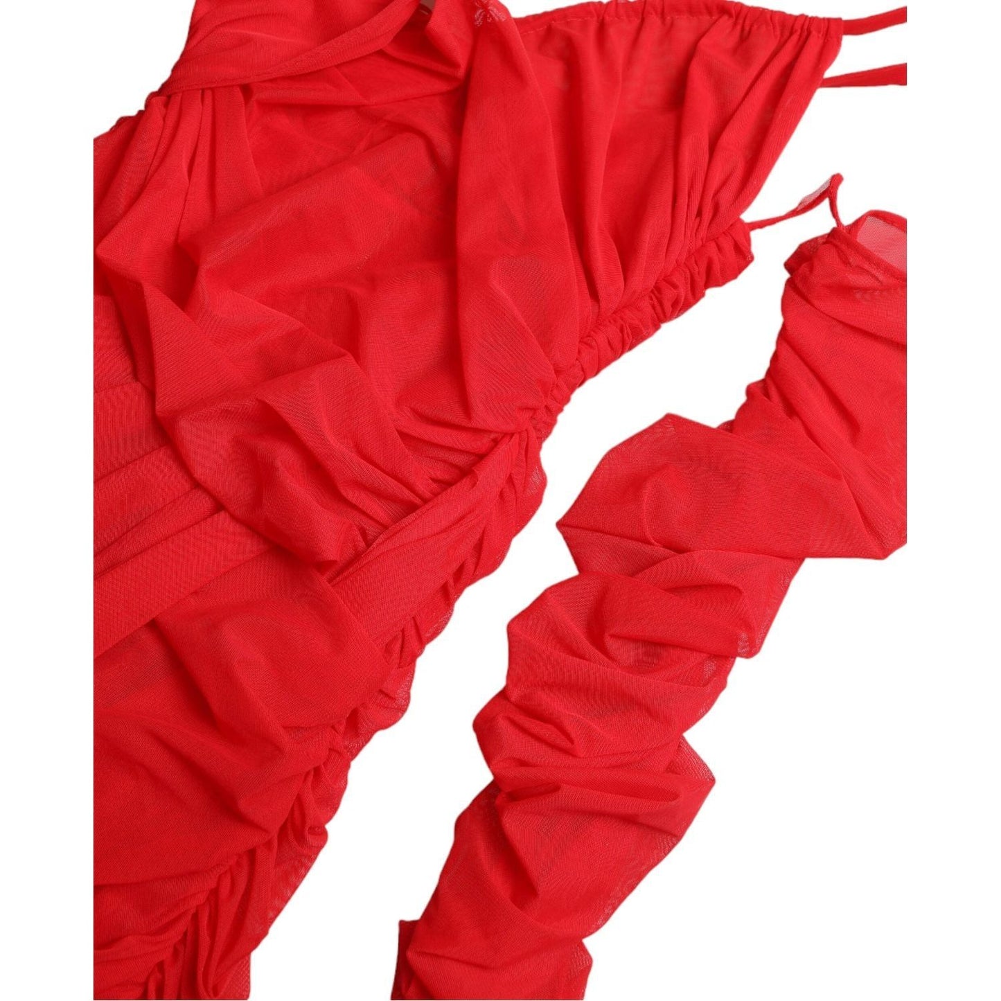 Dolce & Gabbana Radiant Red Stretch Satin Midi Dress Dolce & Gabbana Firebrick