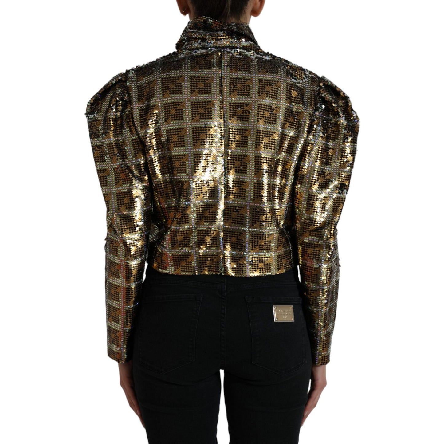 Dolce & Gabbana Multicolor Sequined Cropped Jacket Dolce & Gabbana Black