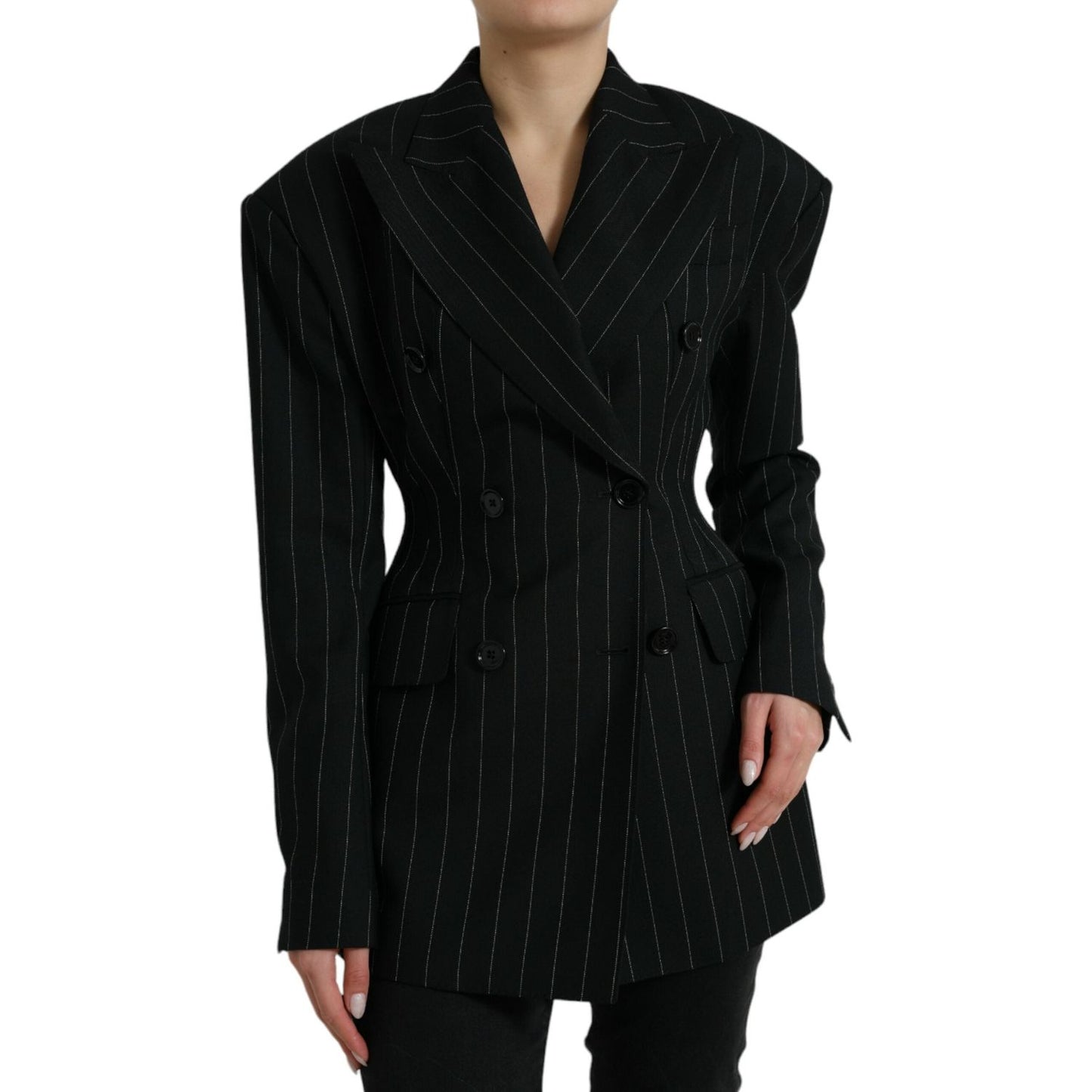 Dolce & Gabbana Elegant Striped Virgin Wool Blazer Dolce & Gabbana Black