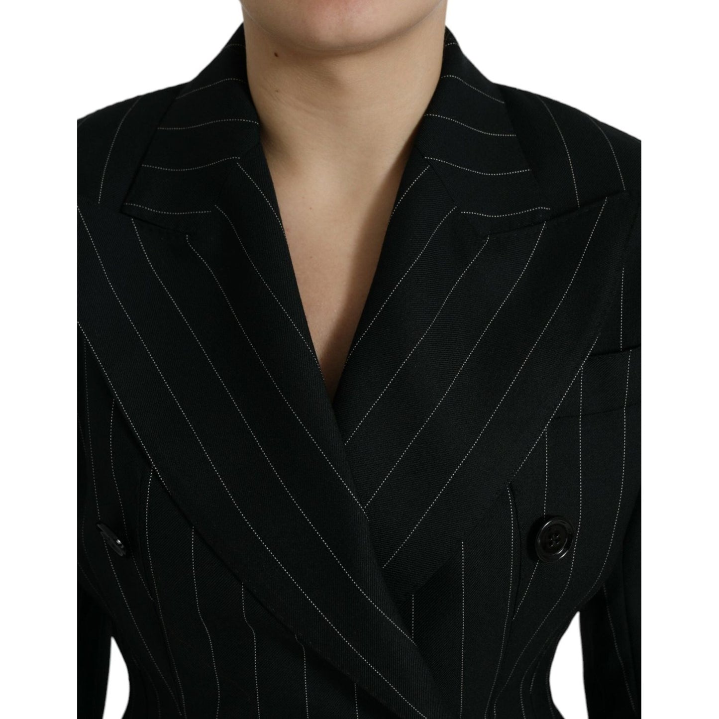 Dolce & Gabbana Elegant Striped Virgin Wool Blazer Dolce & Gabbana Black