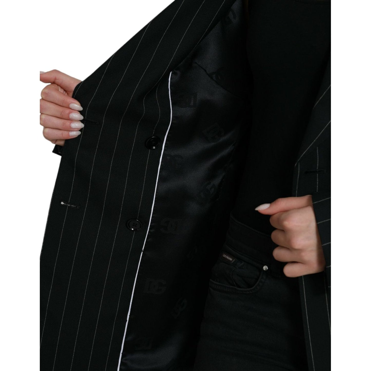 Dolce & Gabbana Elegant Striped Virgin Wool Blazer Dolce & Gabbana Black