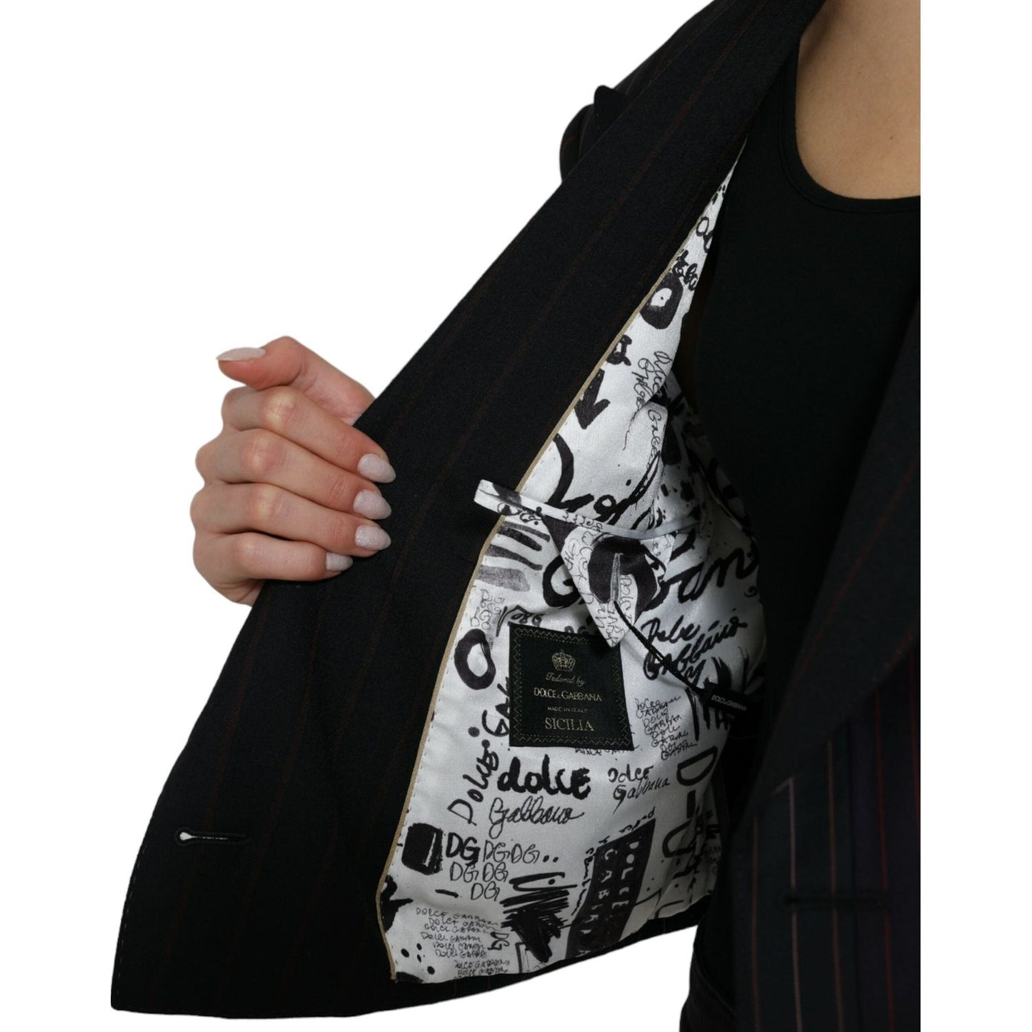Dolce & Gabbana Elegant Striped Double Breasted Wool Blazer Dolce & Gabbana Rosy Brown