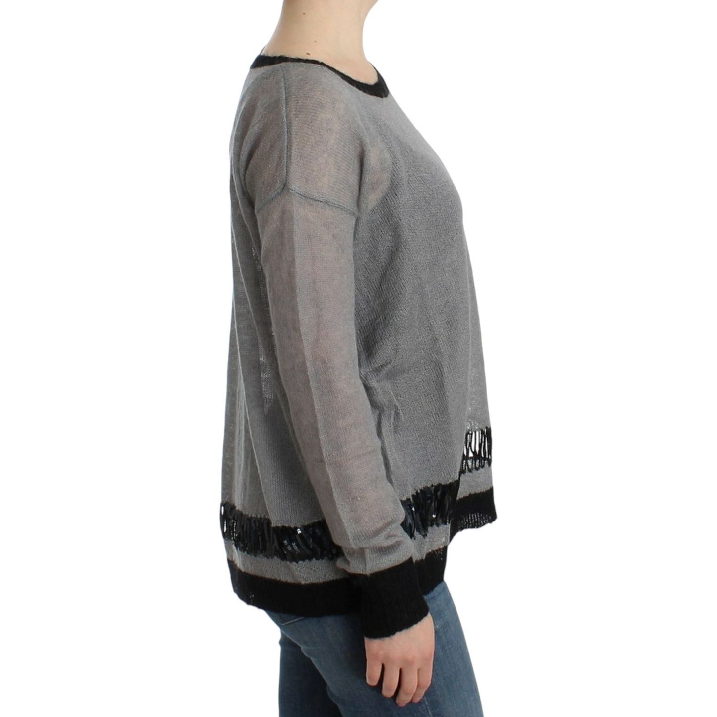 Costume National Chic Asymmetric Embellished Knit Sweater Costume National Dim Gray