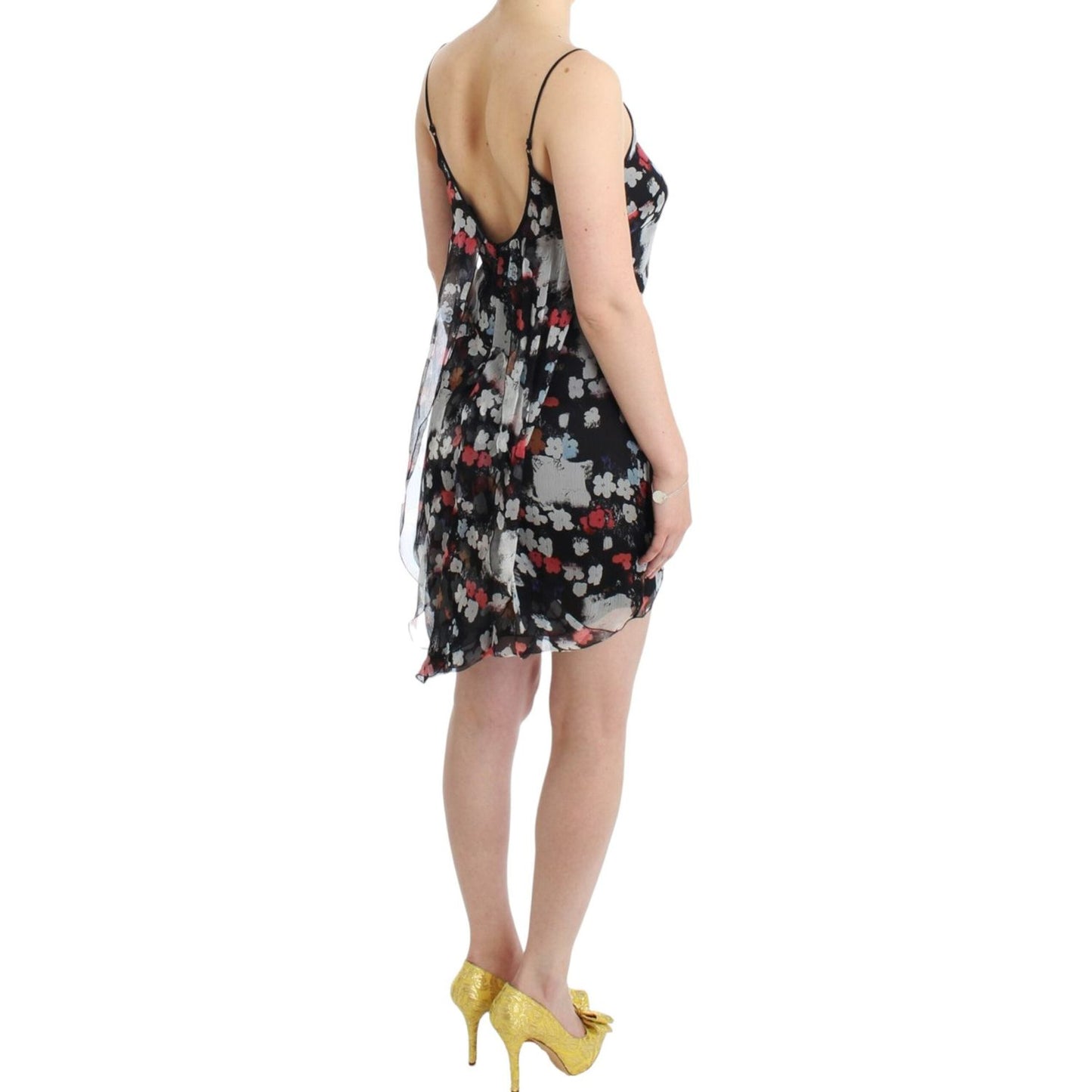 Costume National Multicolor Silk Floral Mini Dress Costume National Rosy Brown