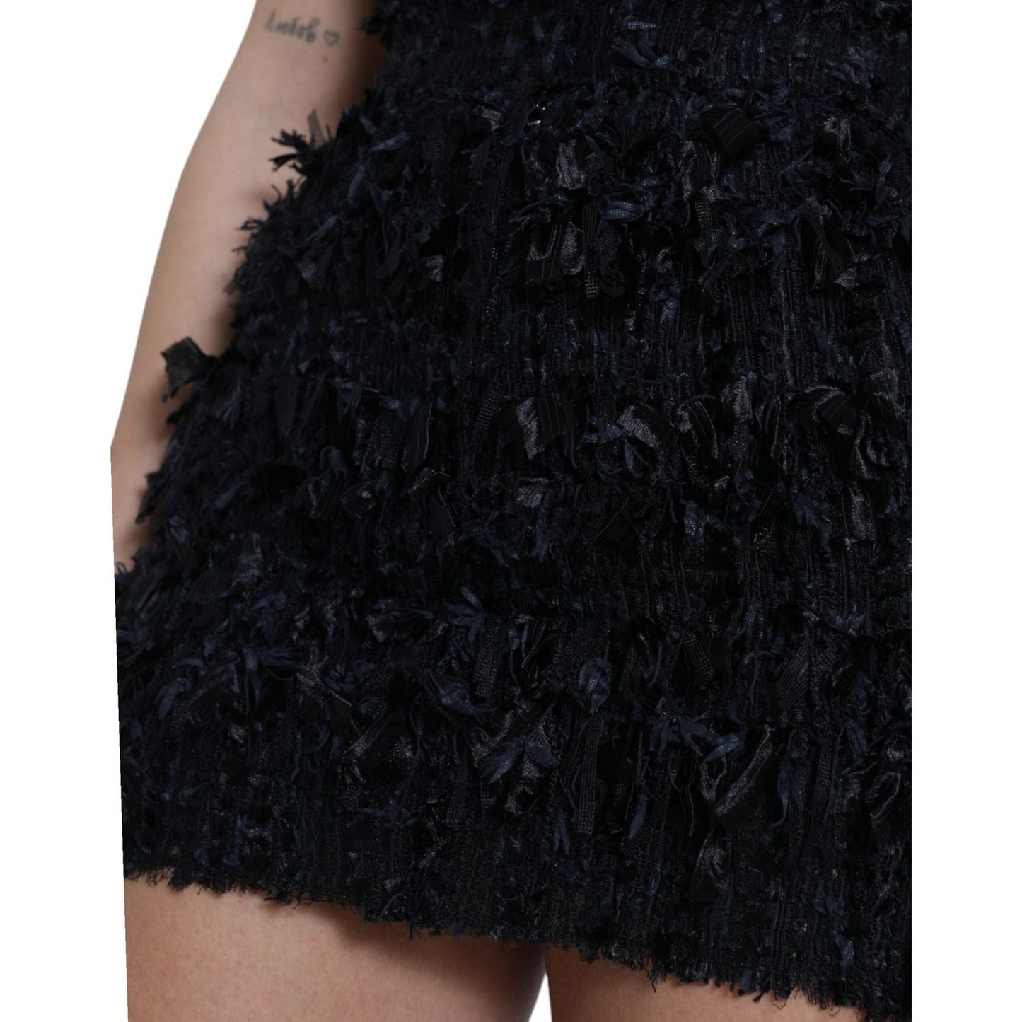 Dolce & Gabbana Elegant Textured High Waist Mini Skirt Dolce & Gabbana Black