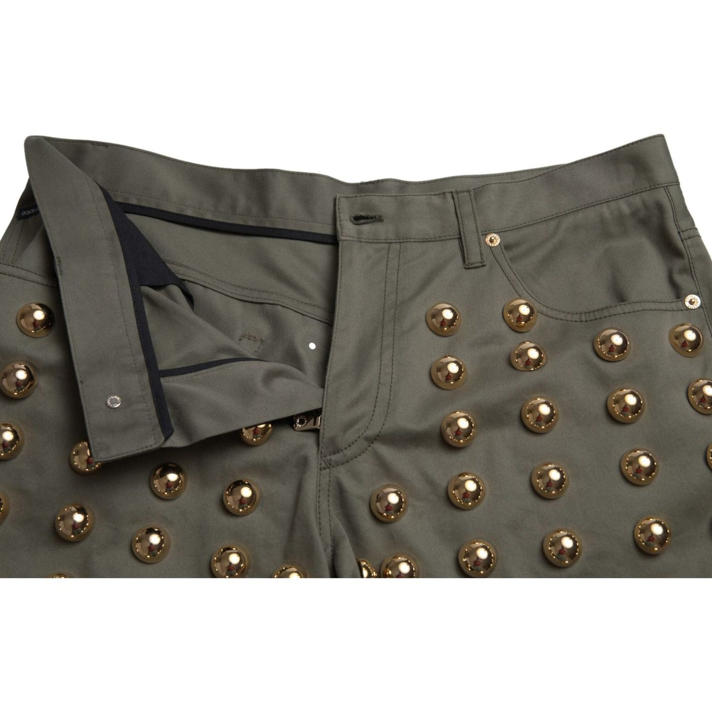 Dolce & Gabbana Emerald High Waist Embellished Shorts Dolce & Gabbana Dark Olive Green
