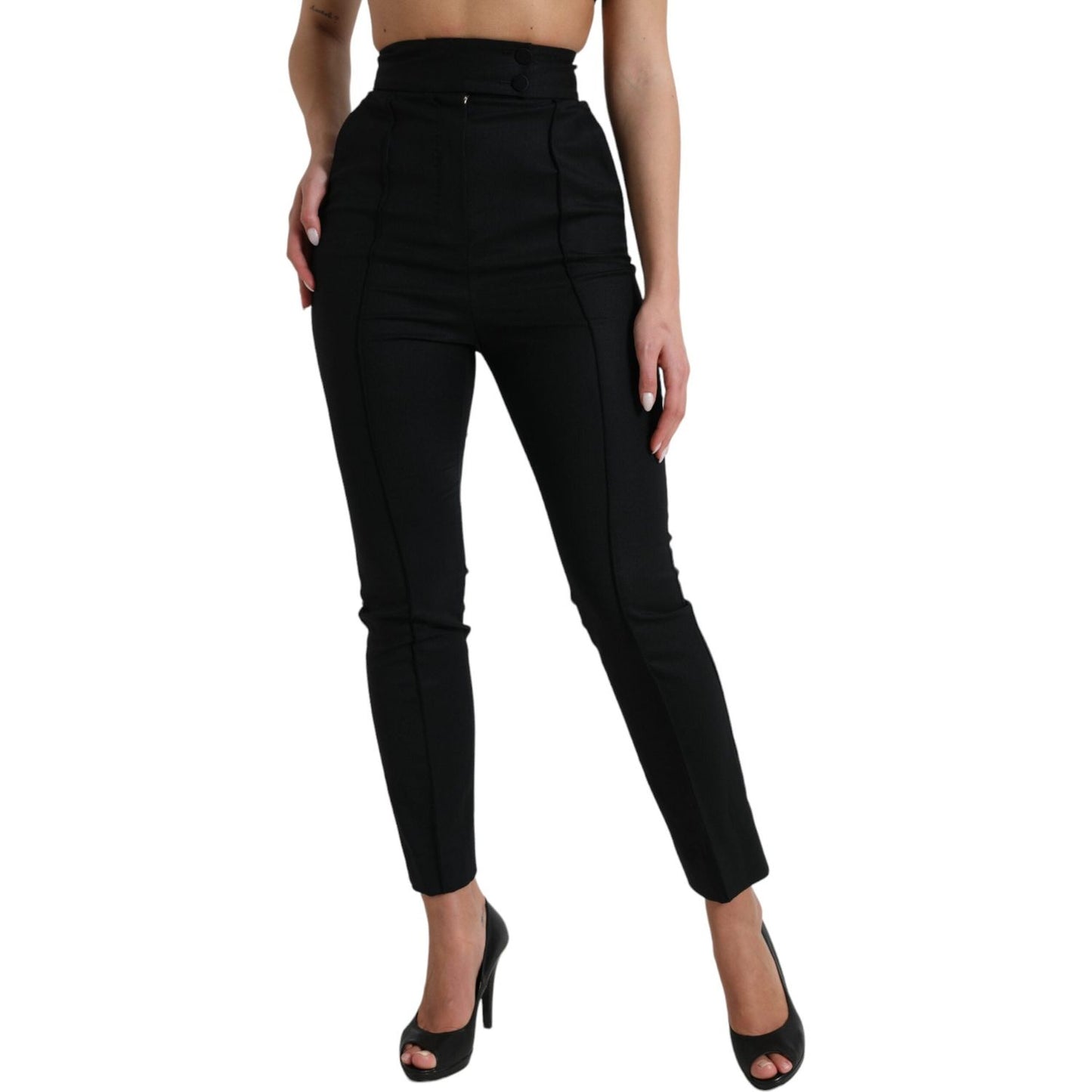 Dolce & Gabbana Elegant High Waist Tapered Wool Pants Dolce & Gabbana Rosy Brown