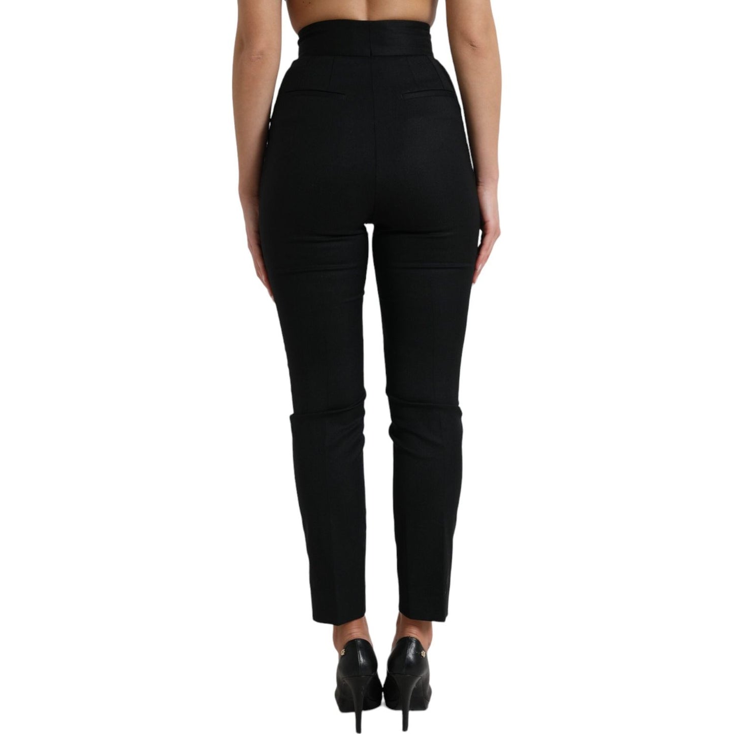 Dolce & Gabbana Elegant High Waist Tapered Wool Pants Dolce & Gabbana Rosy Brown