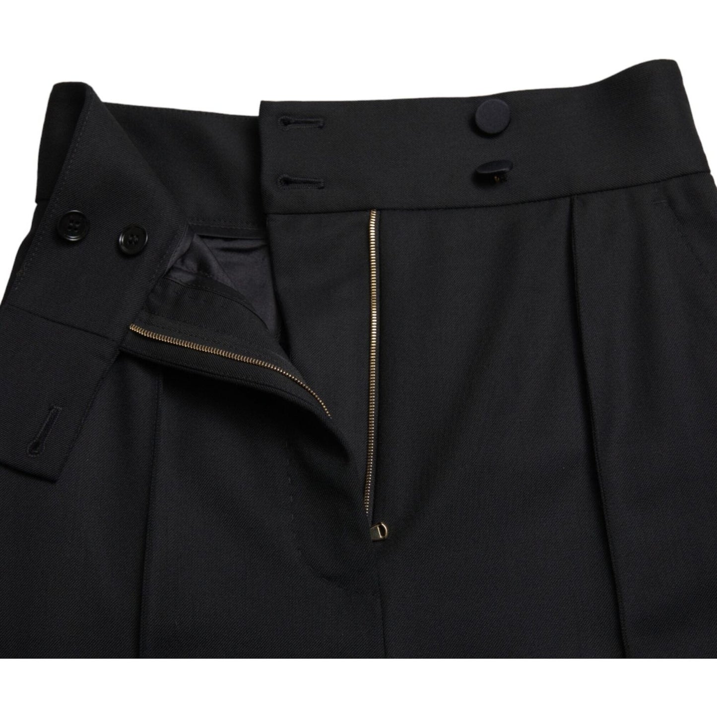 Dolce & Gabbana Elegant High Waist Tapered Wool Pants Dolce & Gabbana Black