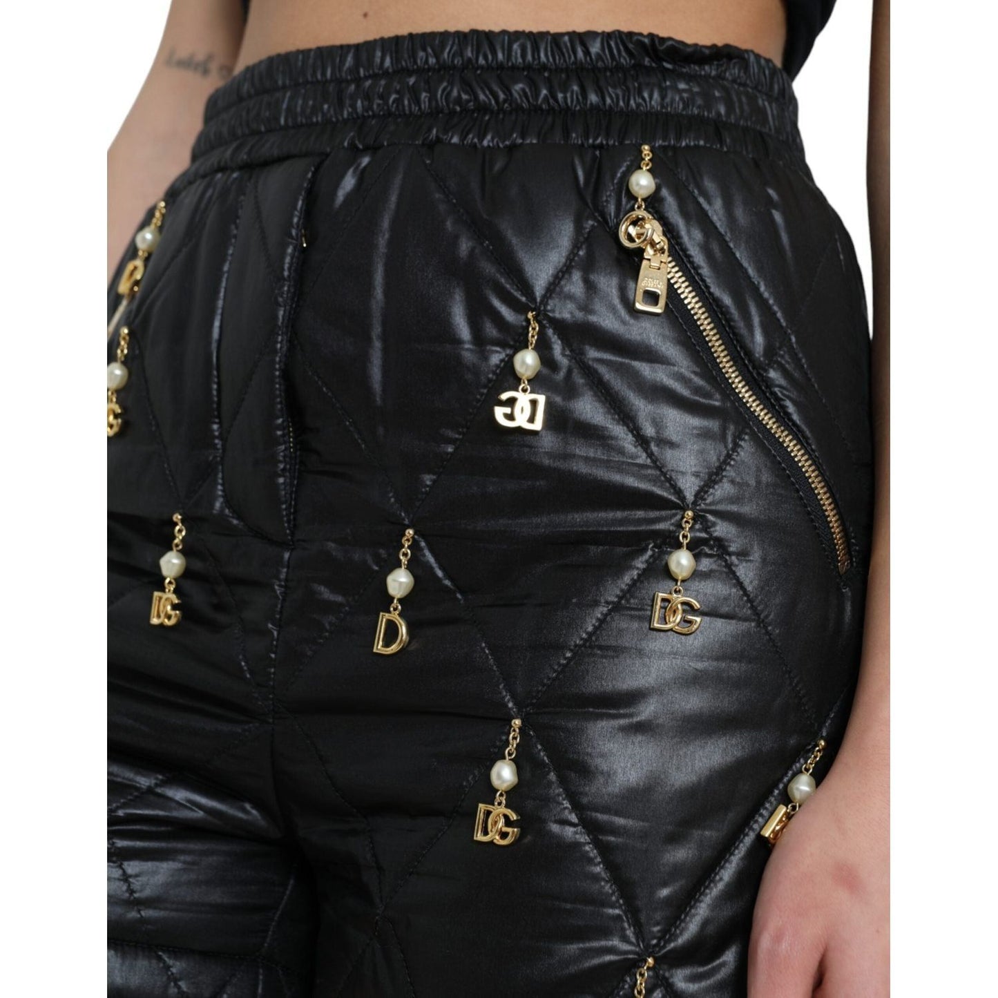 Dolce & Gabbana Elegant High-Waist Embellished Shorts Dolce & Gabbana Black