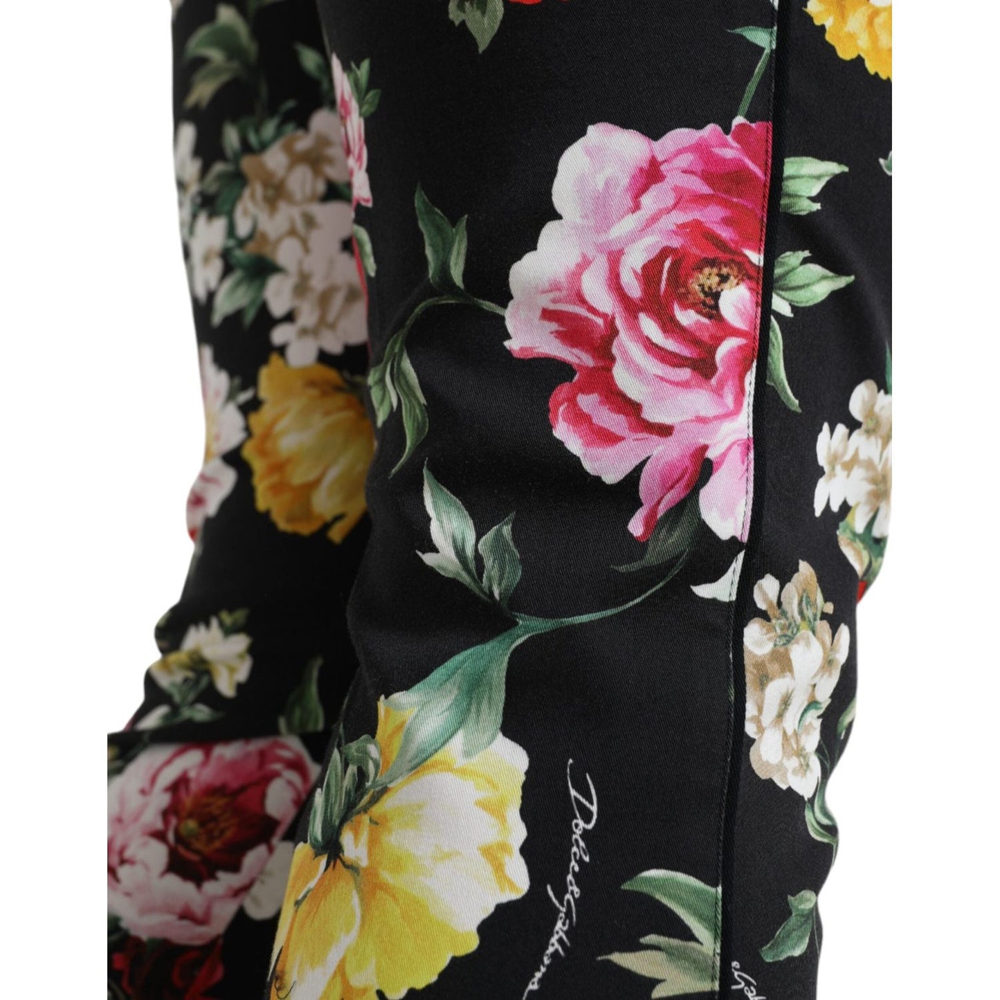 Dolce & Gabbana Elegant Floral Mid Waist Cropped Pants Dolce & Gabbana Rosy Brown