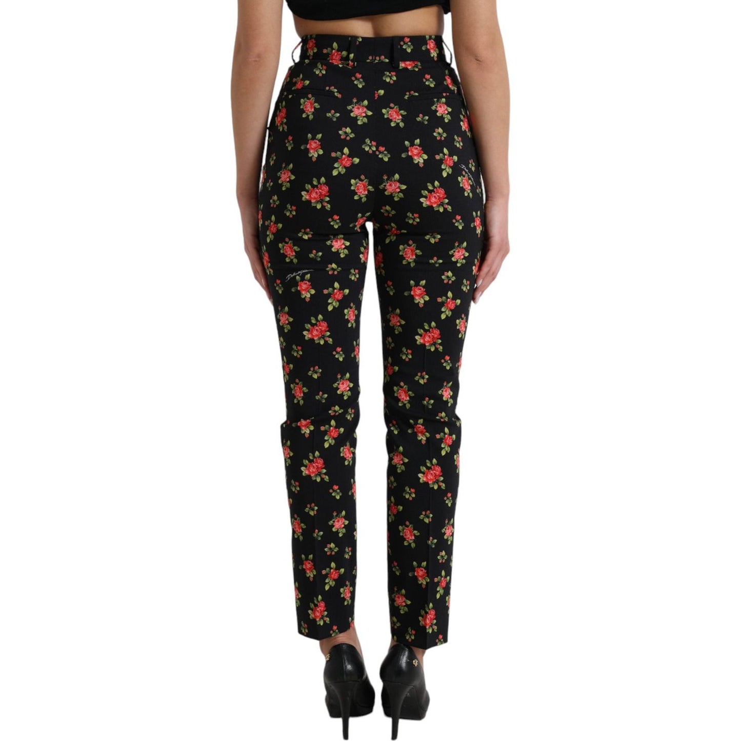 Dolce & Gabbana Elegant High-Waist Floral Tapered Pants Dolce & Gabbana Rosy Brown