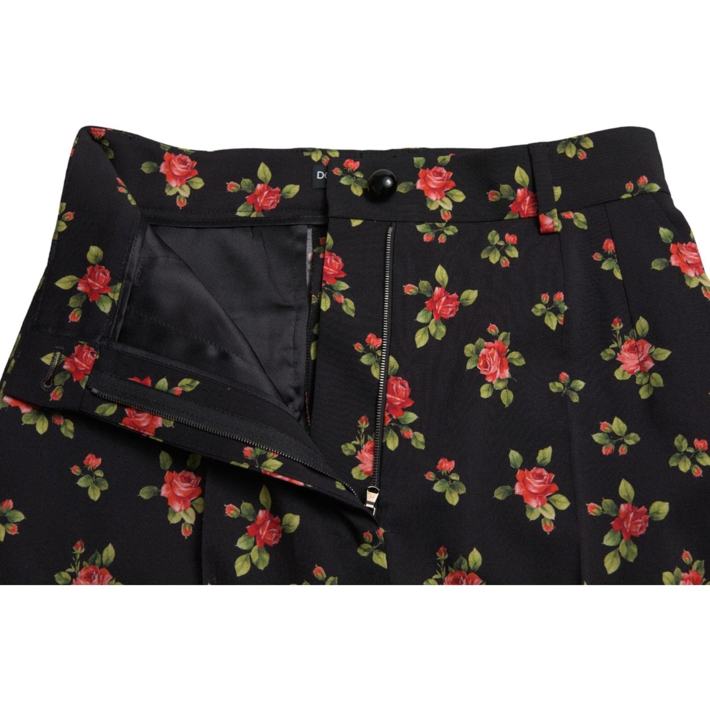 Dolce & Gabbana Elegant High-Waist Floral Tapered Pants Dolce & Gabbana Black