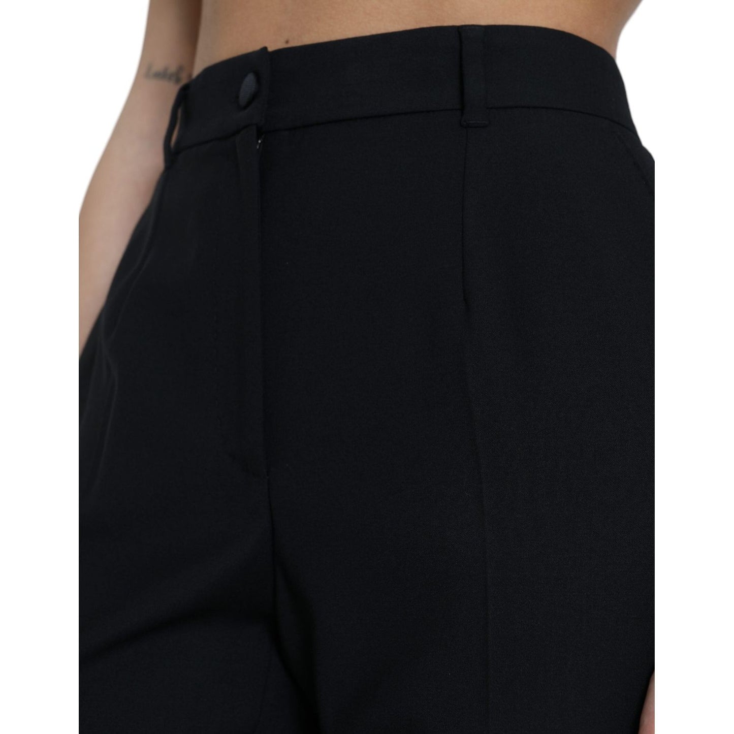 Dolce & Gabbana Elegant High Waist Wool Pants Dolce & Gabbana Black